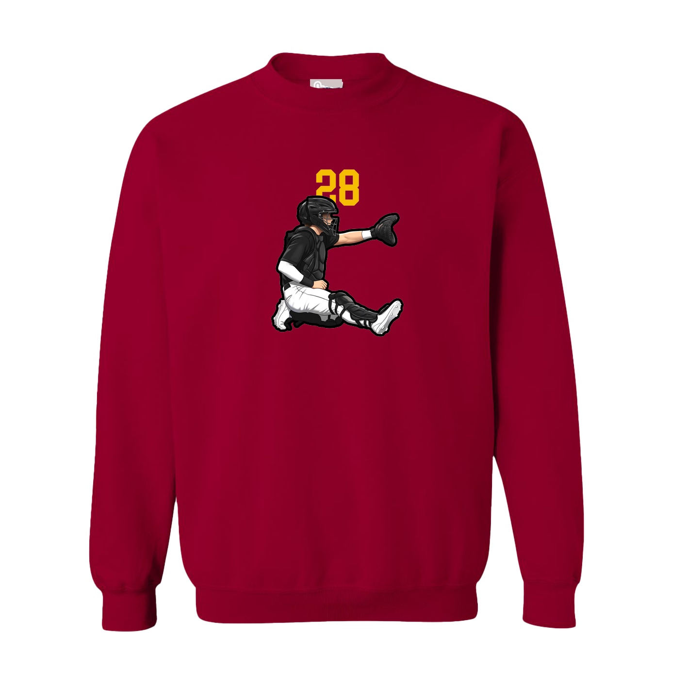 Fleece Crew — Number Top in Cardinal