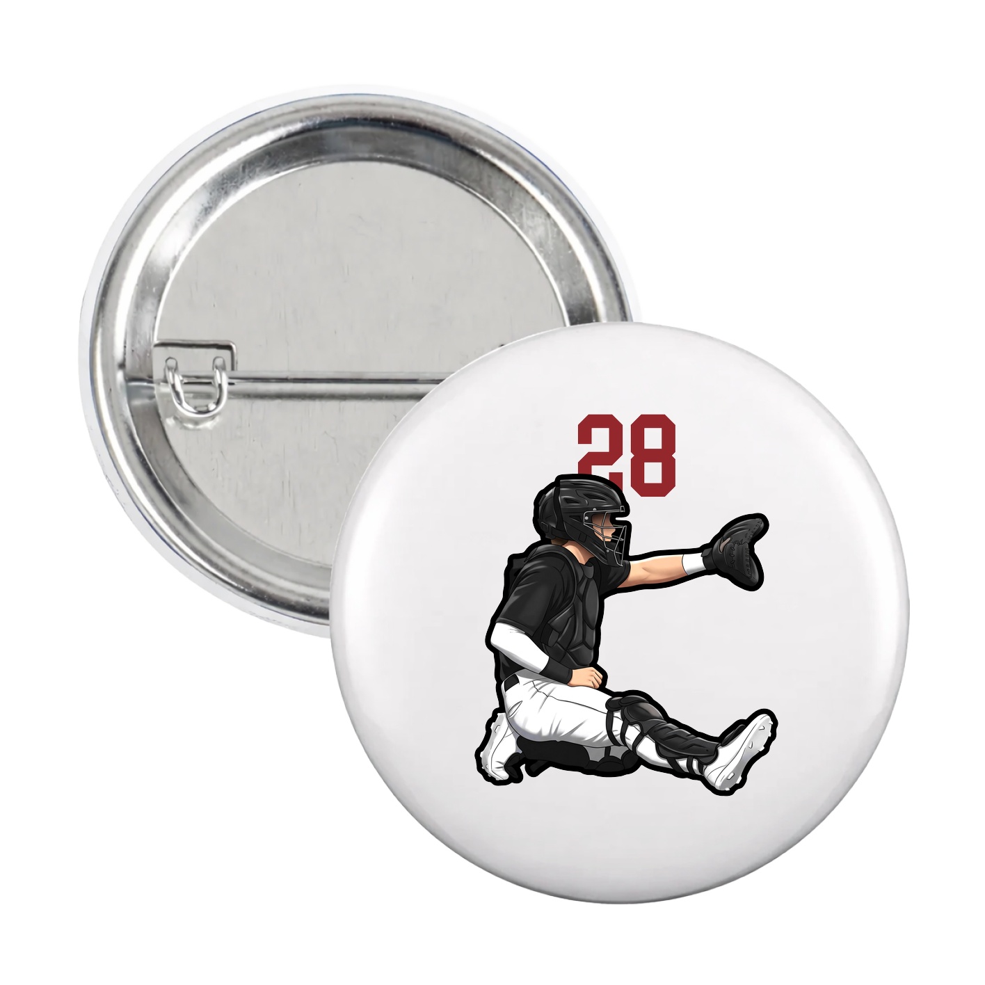 Game Day Button — Number Top in White