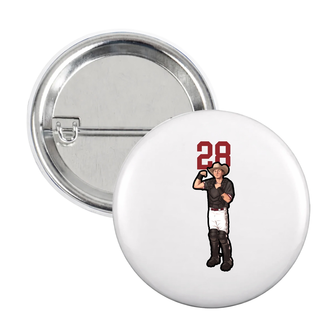 Game Day Button — Number Top in White