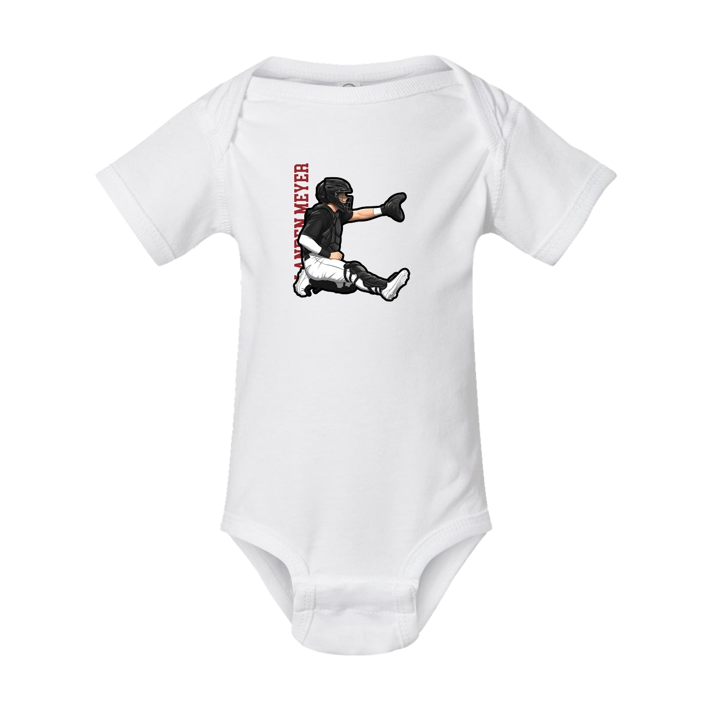 Baby Onesie — Name Vertical in White