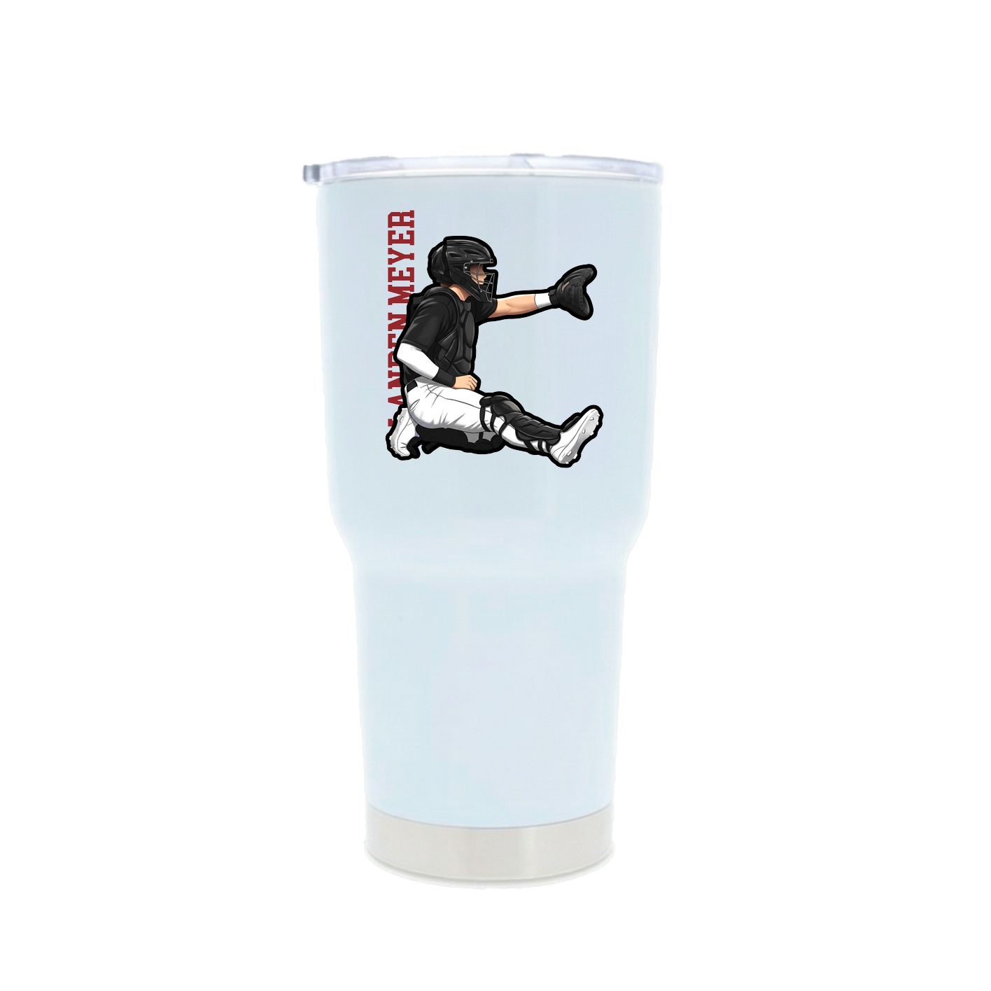30oz Stainless Steel Tumbler — Name Vertical in White
