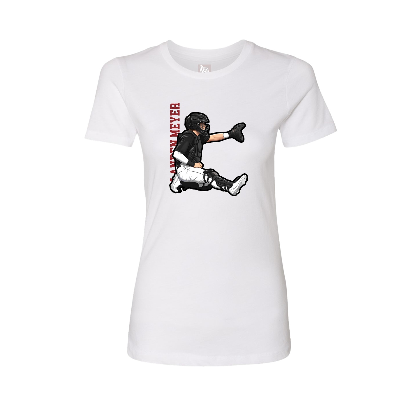 Fitted Women's Tee — Name Vertical in White