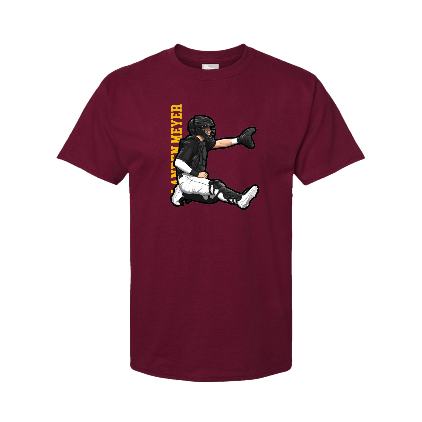 Youth Tee — Name Vertical in Cardinal