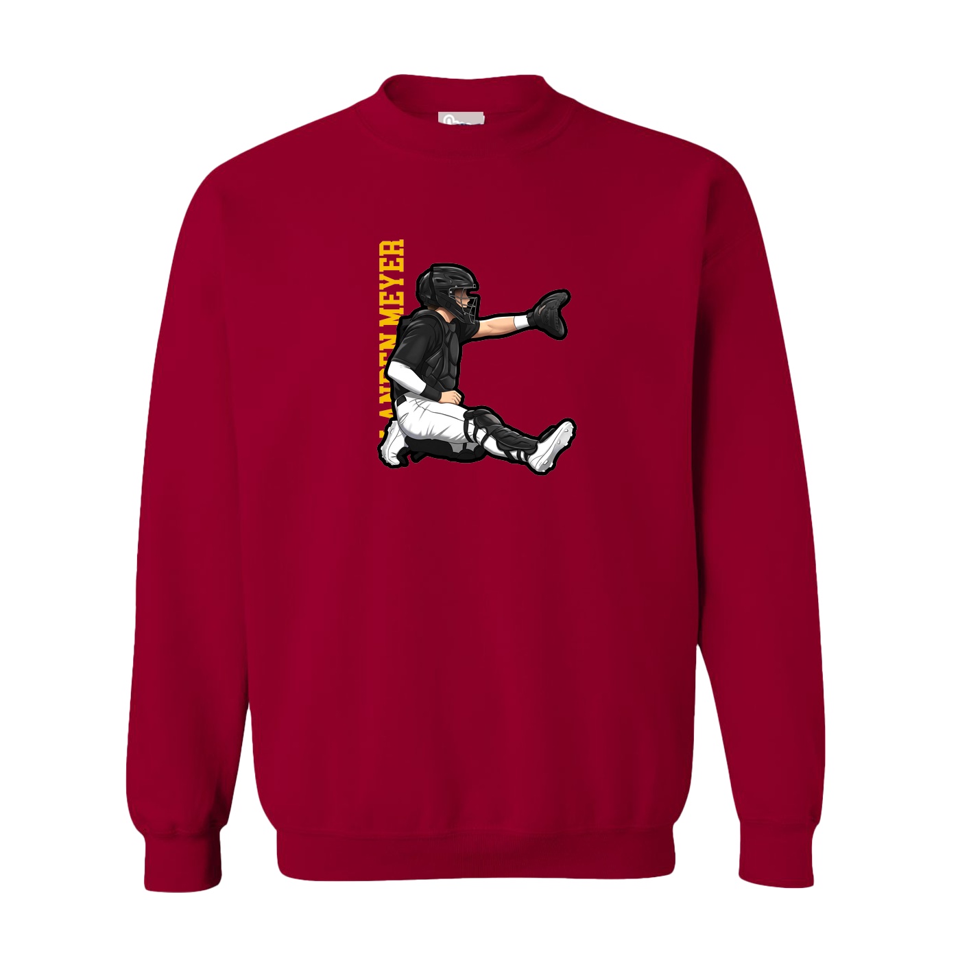 Fleece Crew — Name Vertical in Cardinal