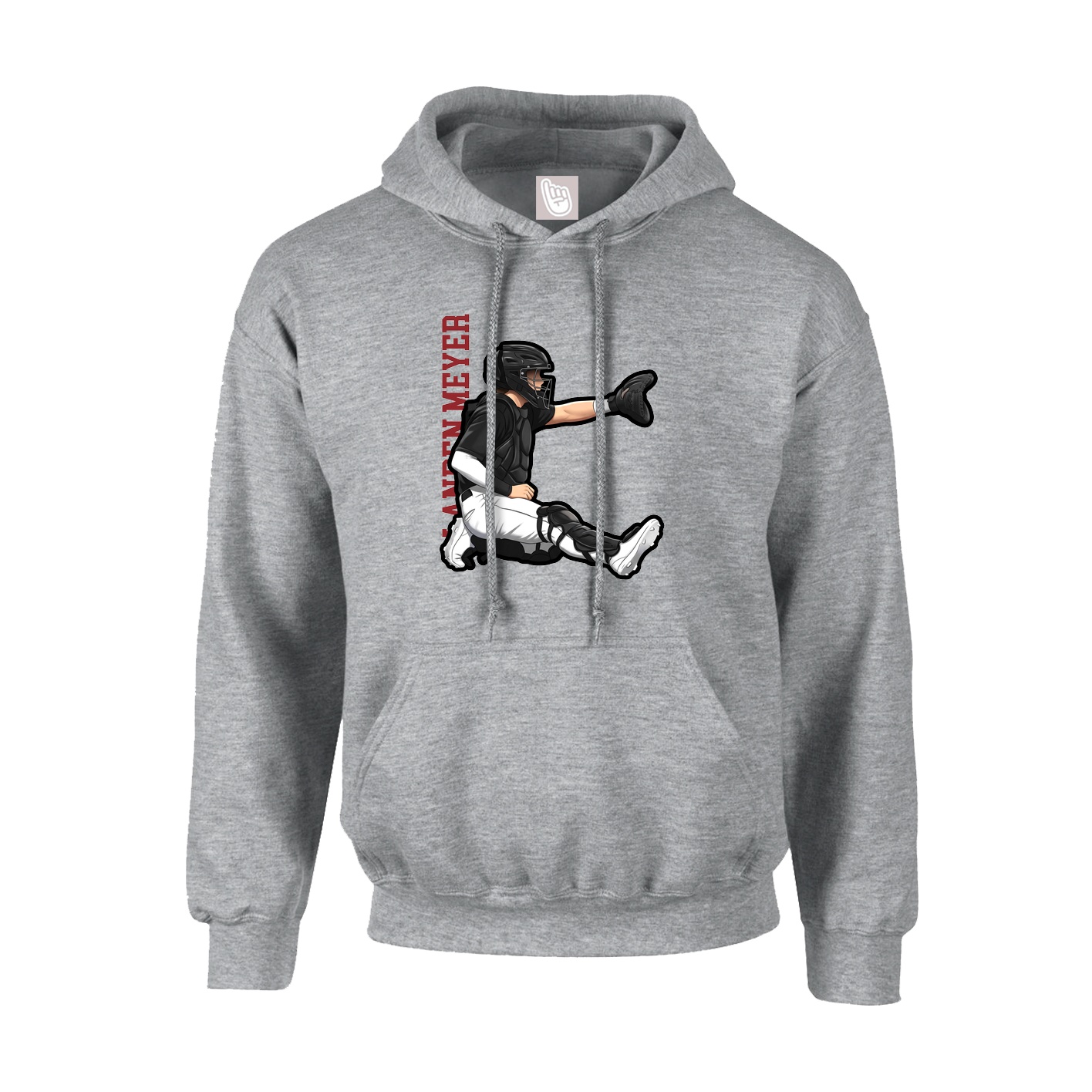 Youth Hoodie — Name Vertical in Grey