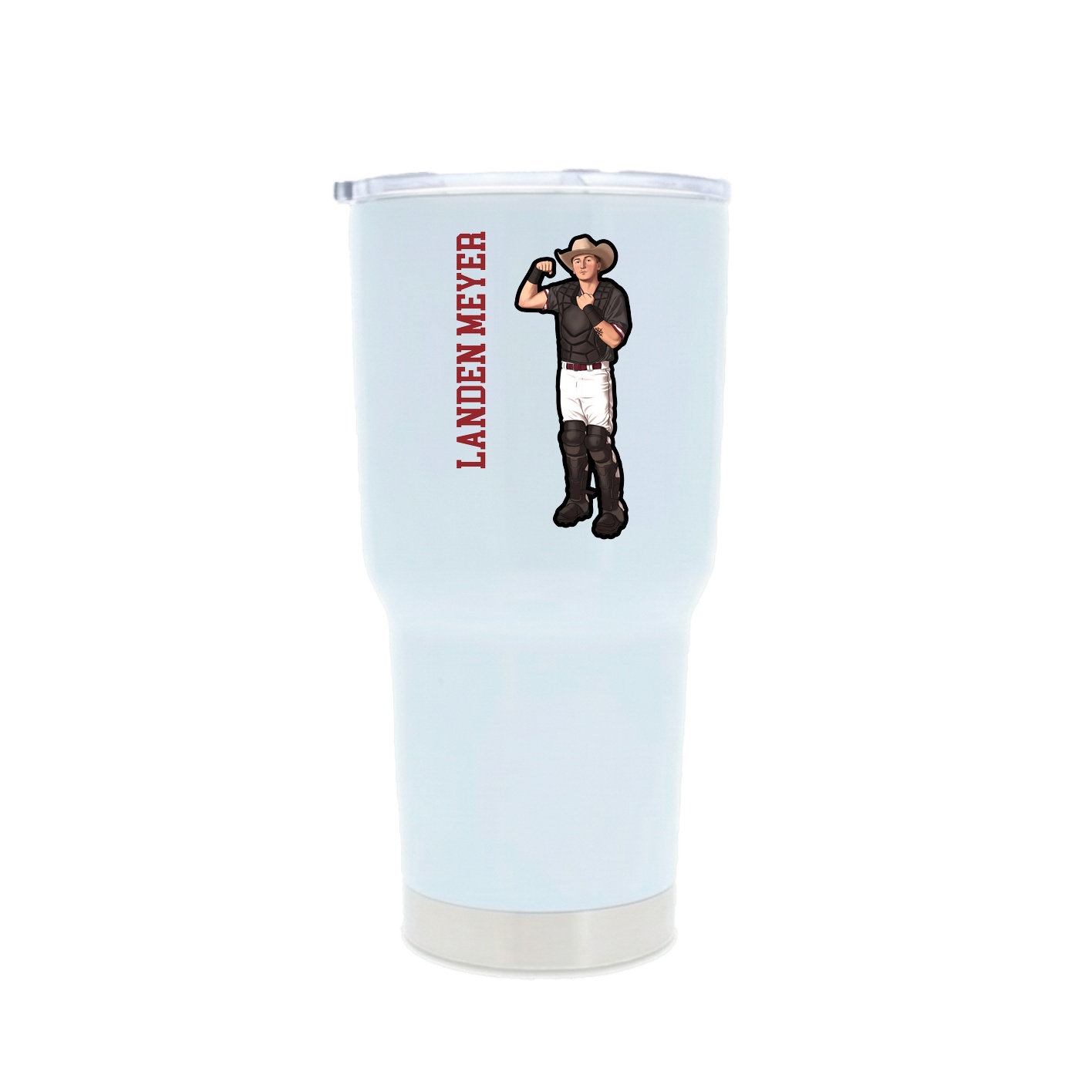 30oz Stainless Steel Tumbler — Name Vertical in White