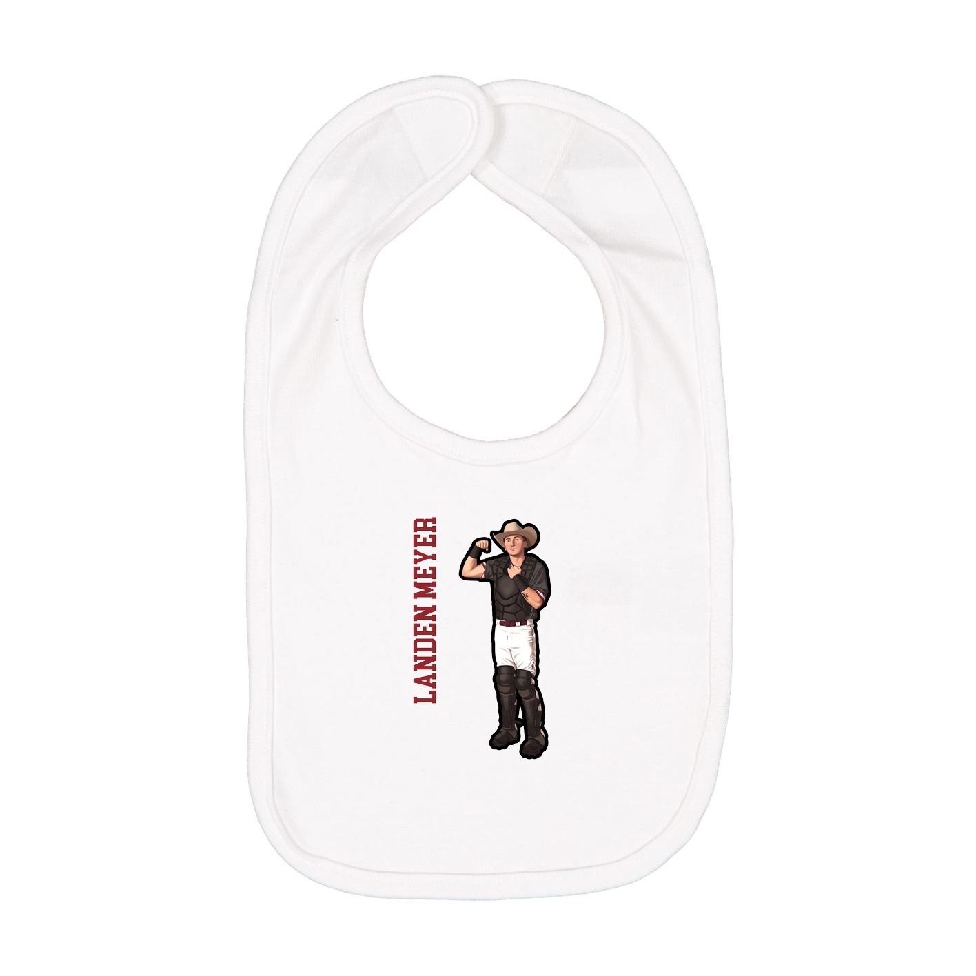 Infant Bib — Name Vertical in White