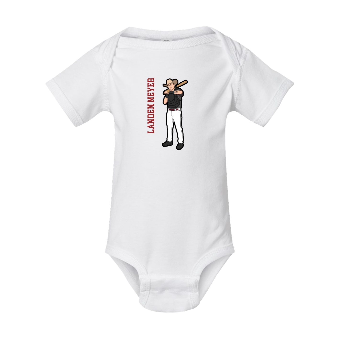 Baby Onesie — Name Vertical in White