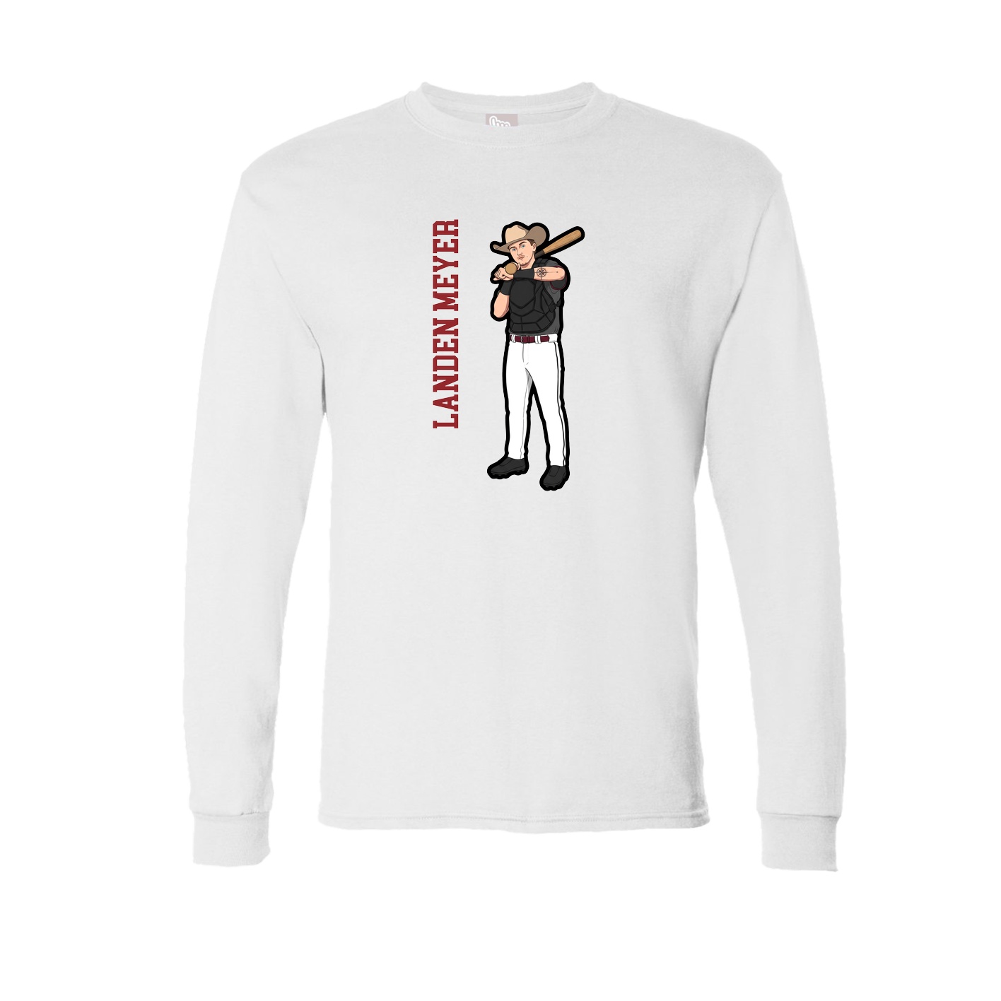 Long Sleeve Tee — Name Vertical in White
