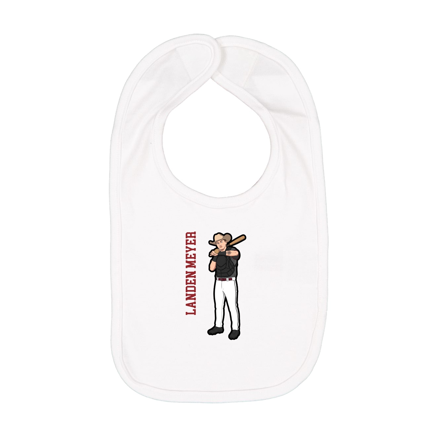 Infant Bib — Name Vertical in White
