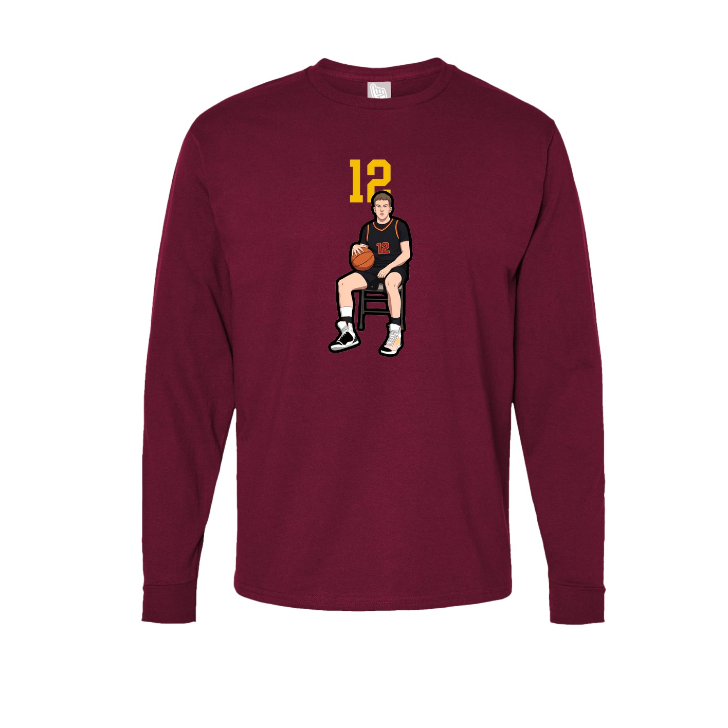 Long Sleeve Tee — Number Top in Cardinal