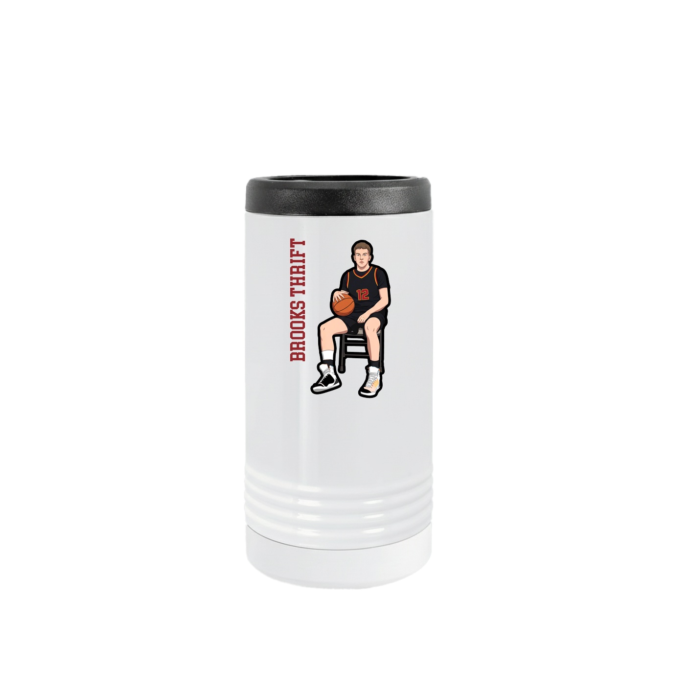 Slim Beverage Holder — Name Vertical in White