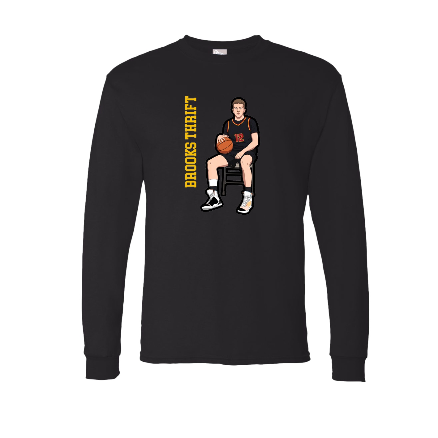 Long Sleeve Tee — Name Vertical in Black