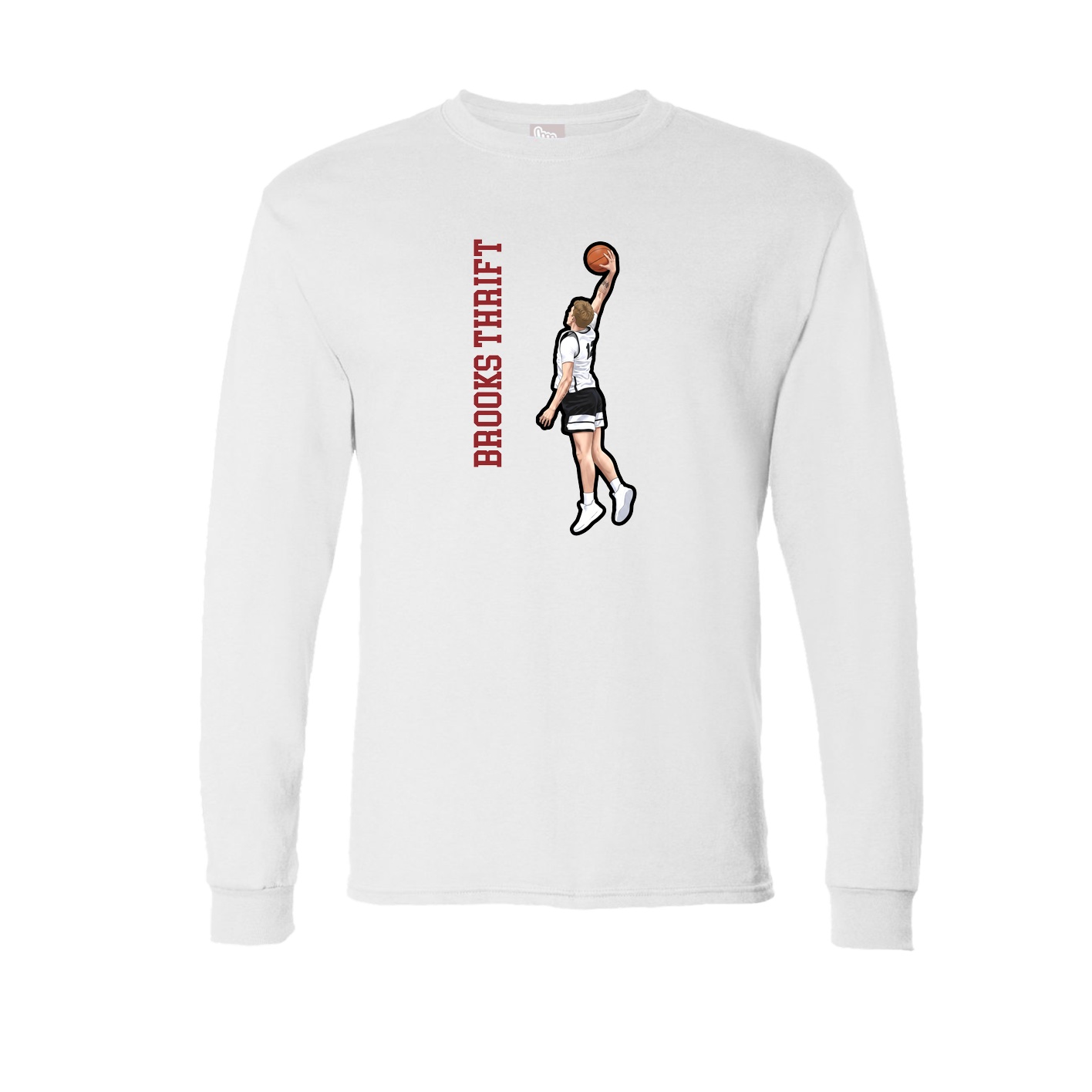 Long Sleeve Tee — Name Vertical in White