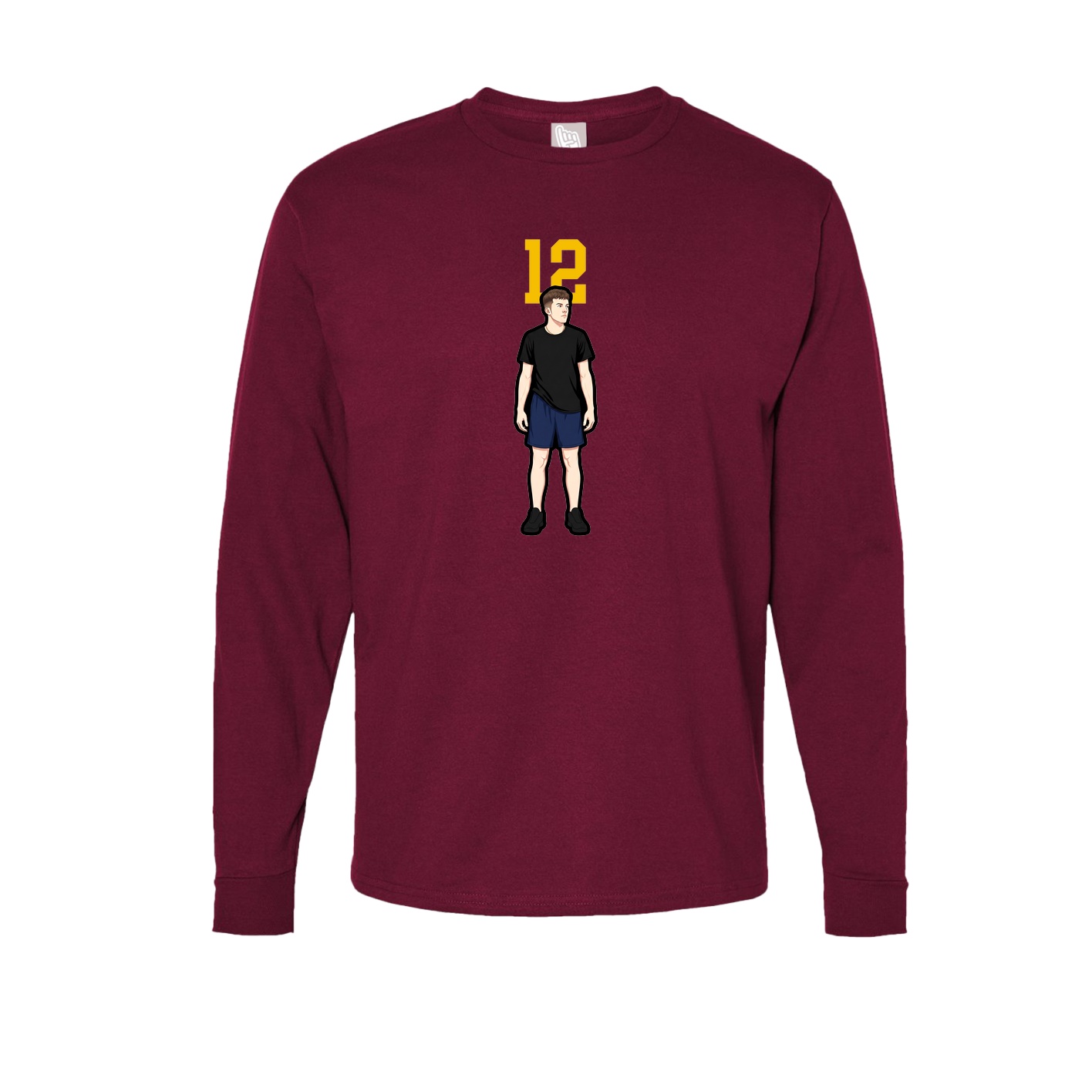 Long Sleeve Tee — Number Top in Cardinal