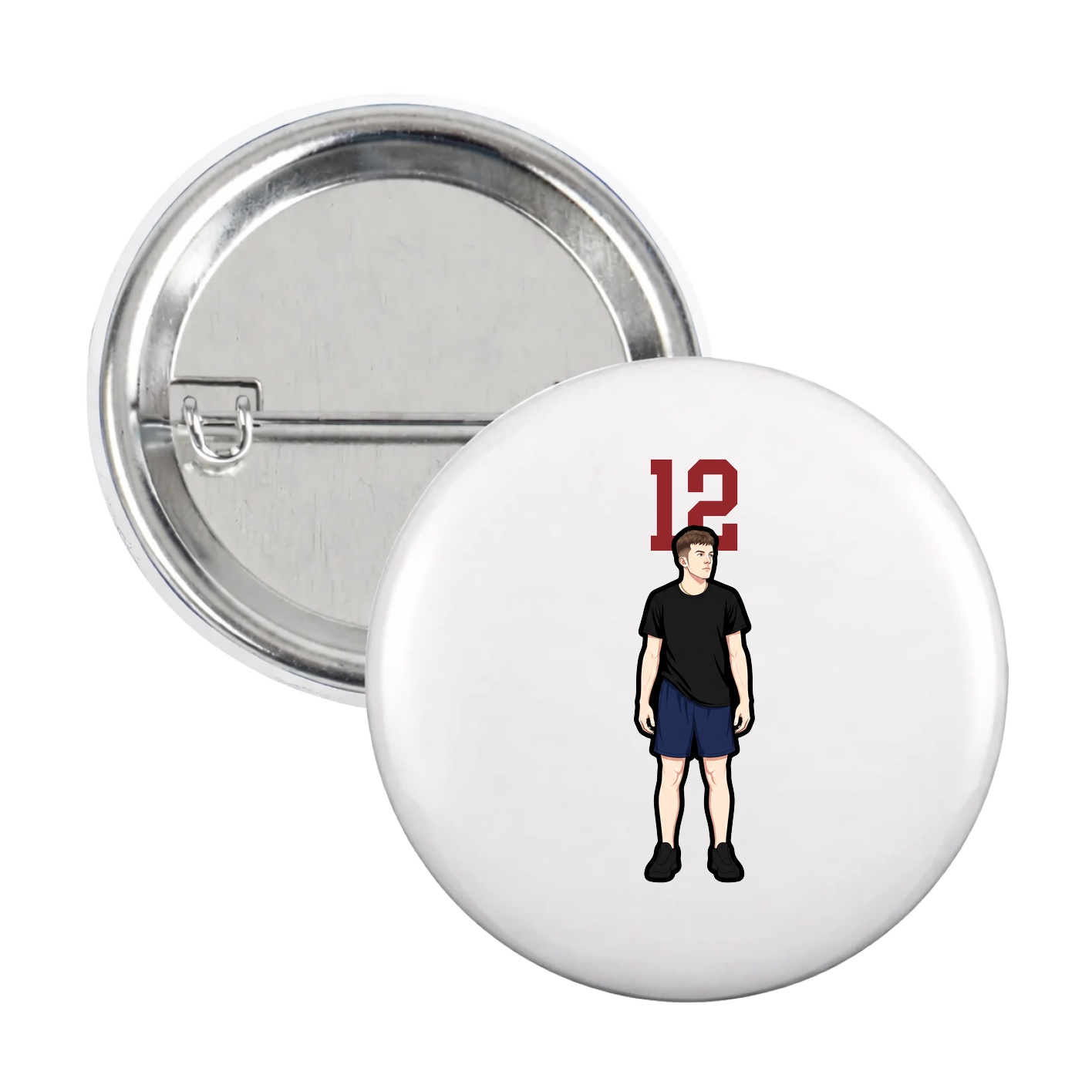Game Day Button — Number Top in White