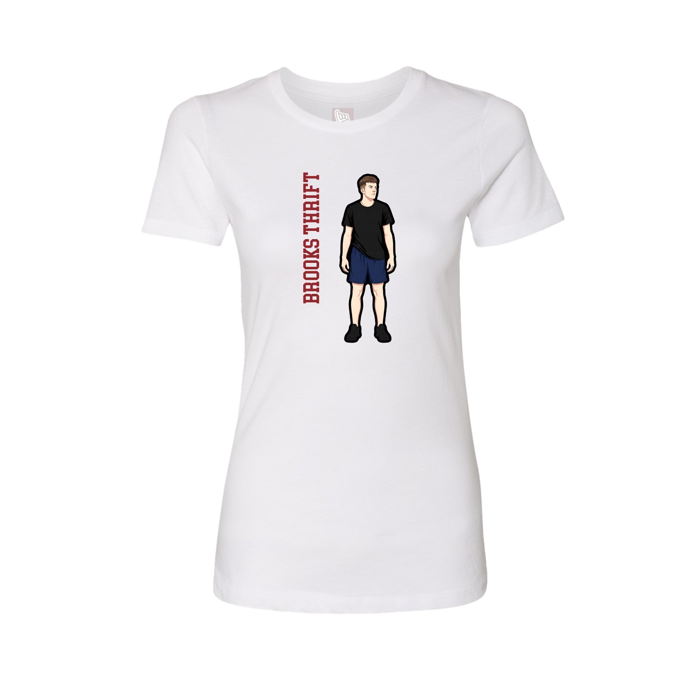 Womens Tee — Name Vertical in White