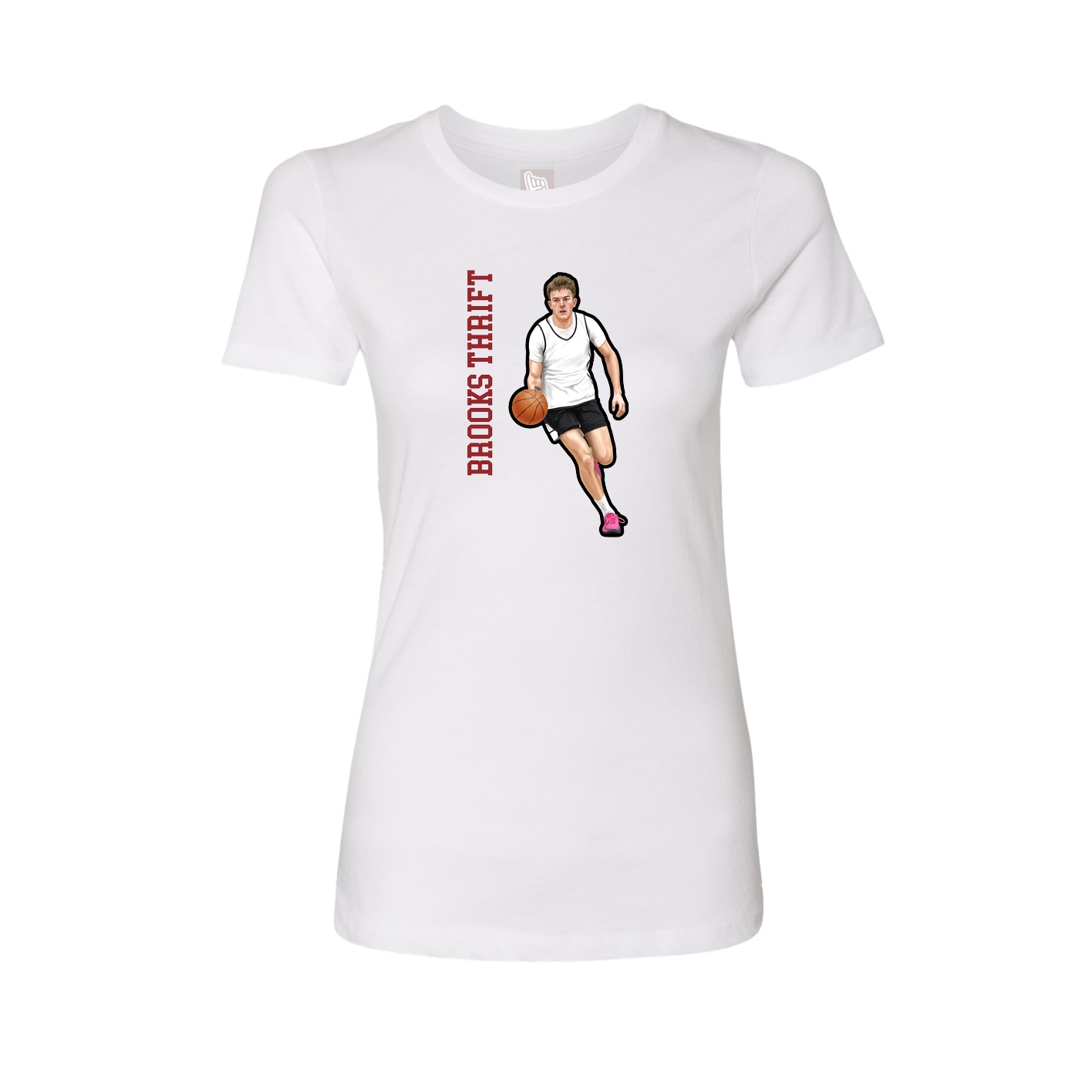 Womens Tee — Name Vertical in White