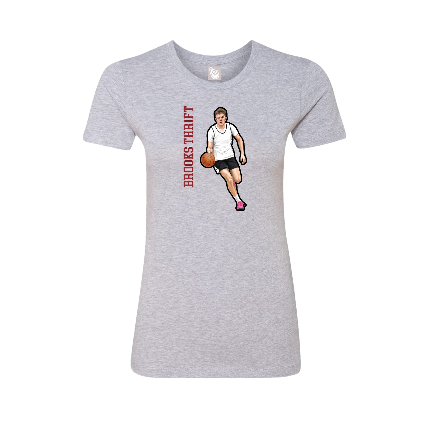 Fitted Women's Tee — Name Vertical in Grey