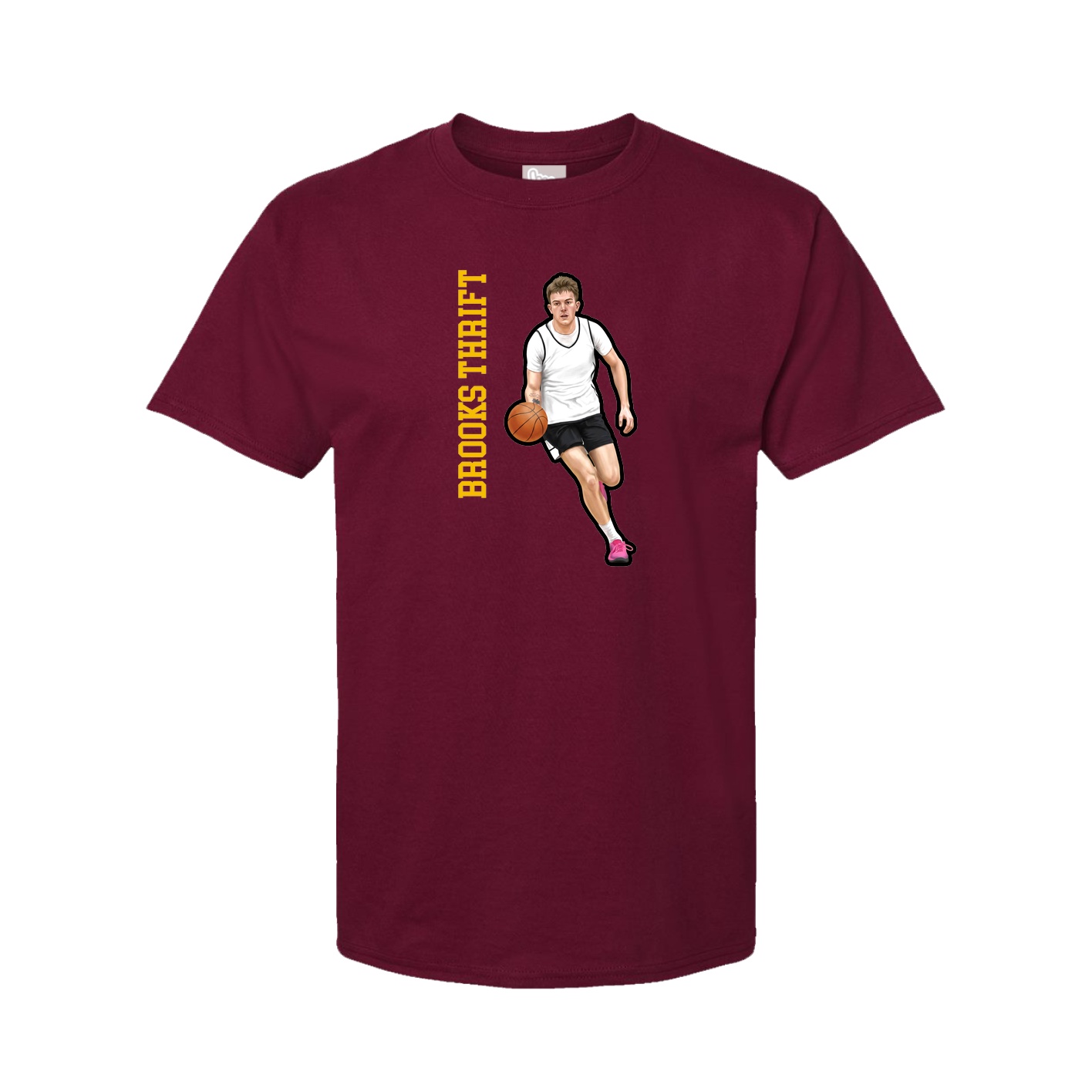 Youth Tee — Name Vertical in Cardinal