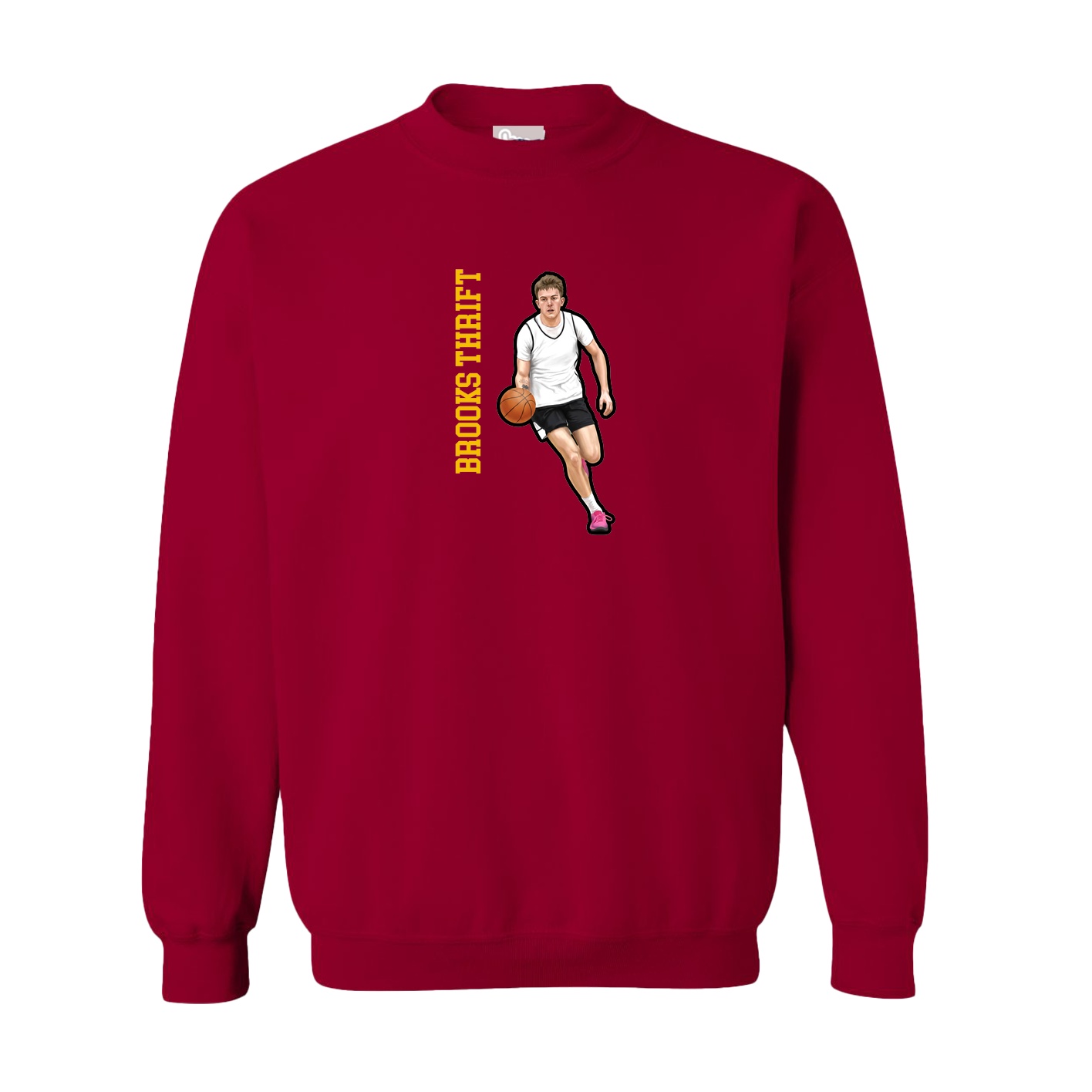 Fleece Crew — Name Vertical in Cardinal