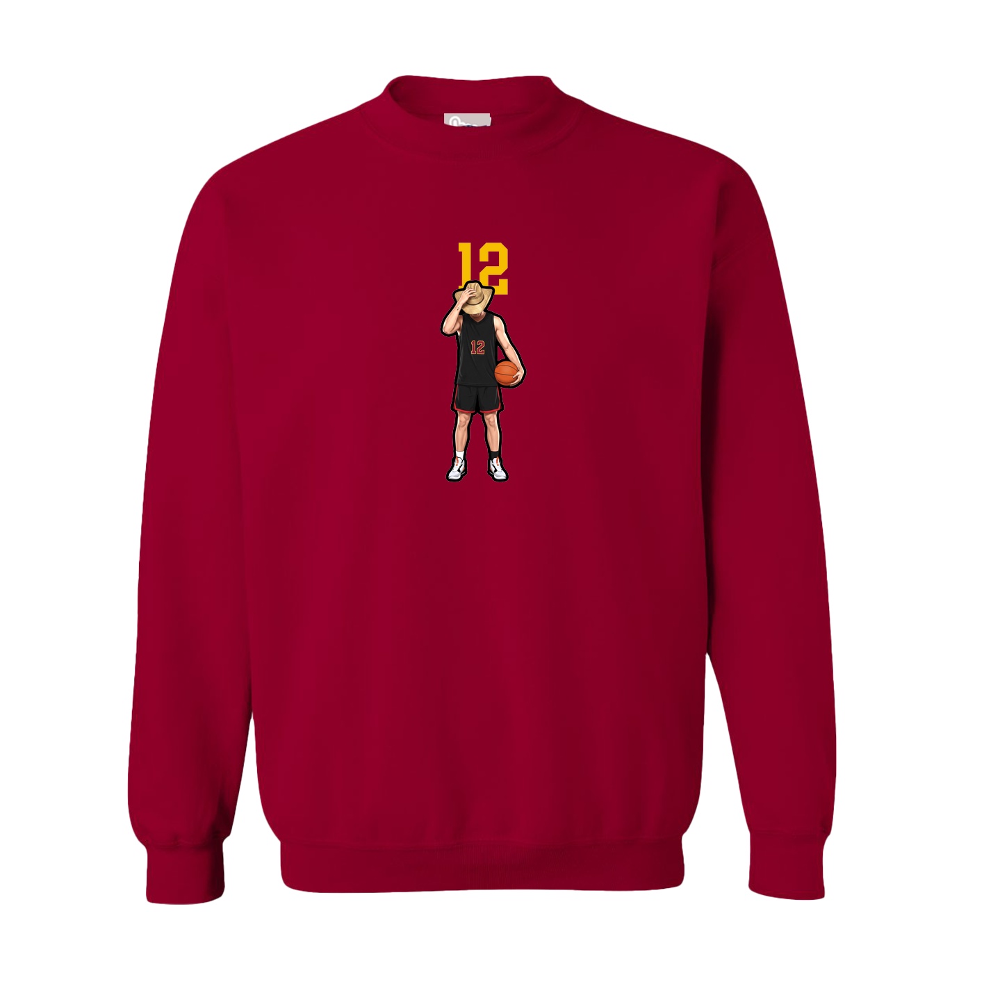 Fleece Crew — Number Top in Cardinal