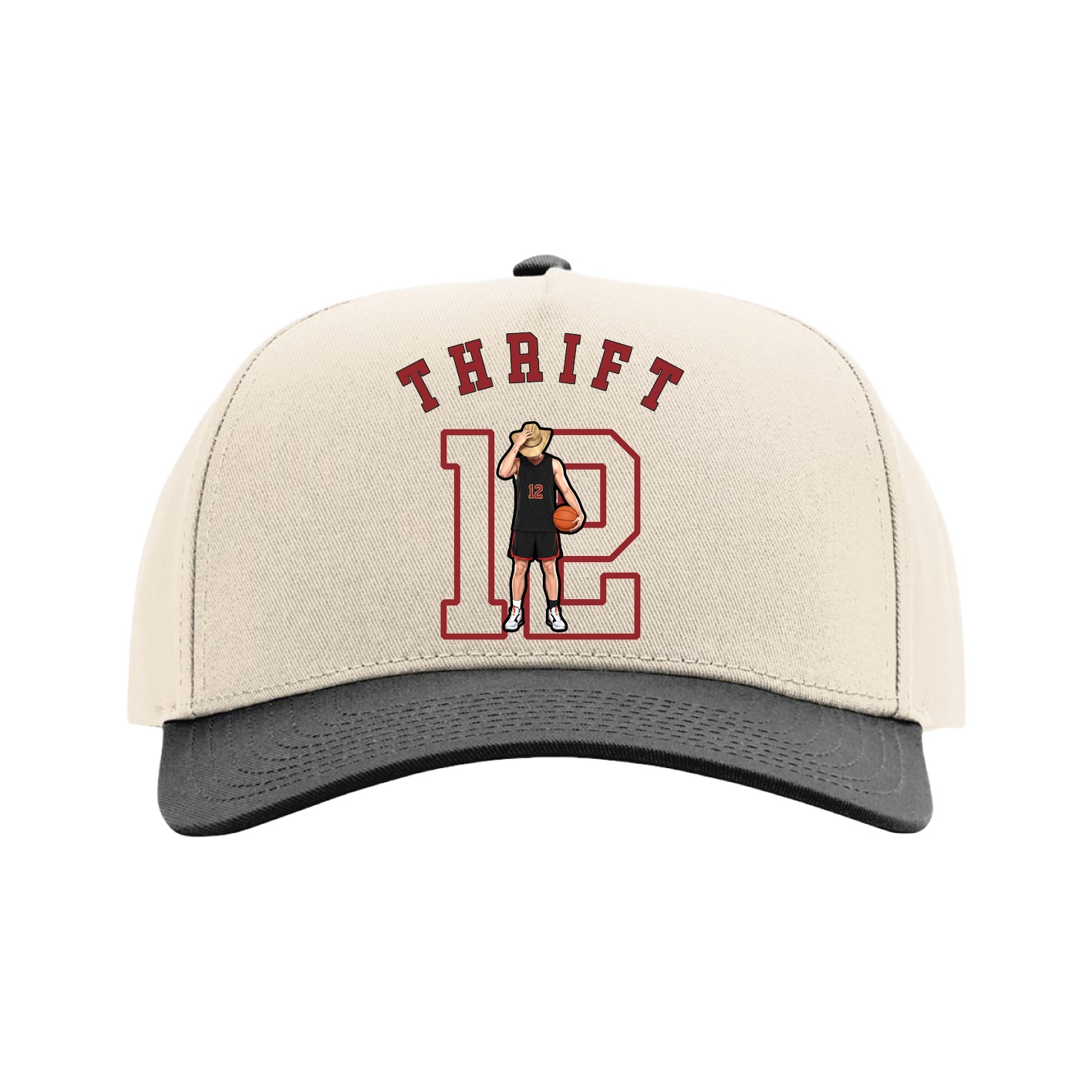 Full Fabric Five-Panel Champ Cap — Shirsey Arch in Cream/Black