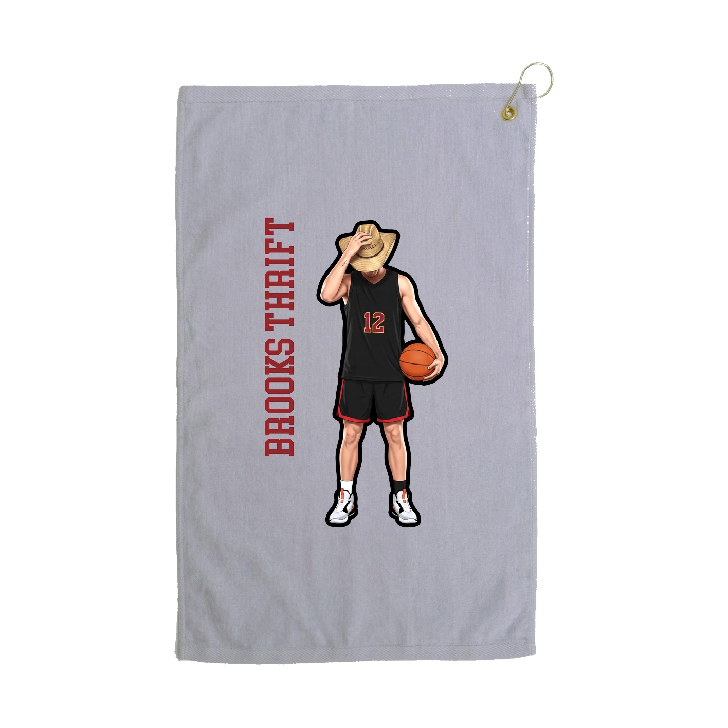 Golf Towel — Name Vertical in Grey