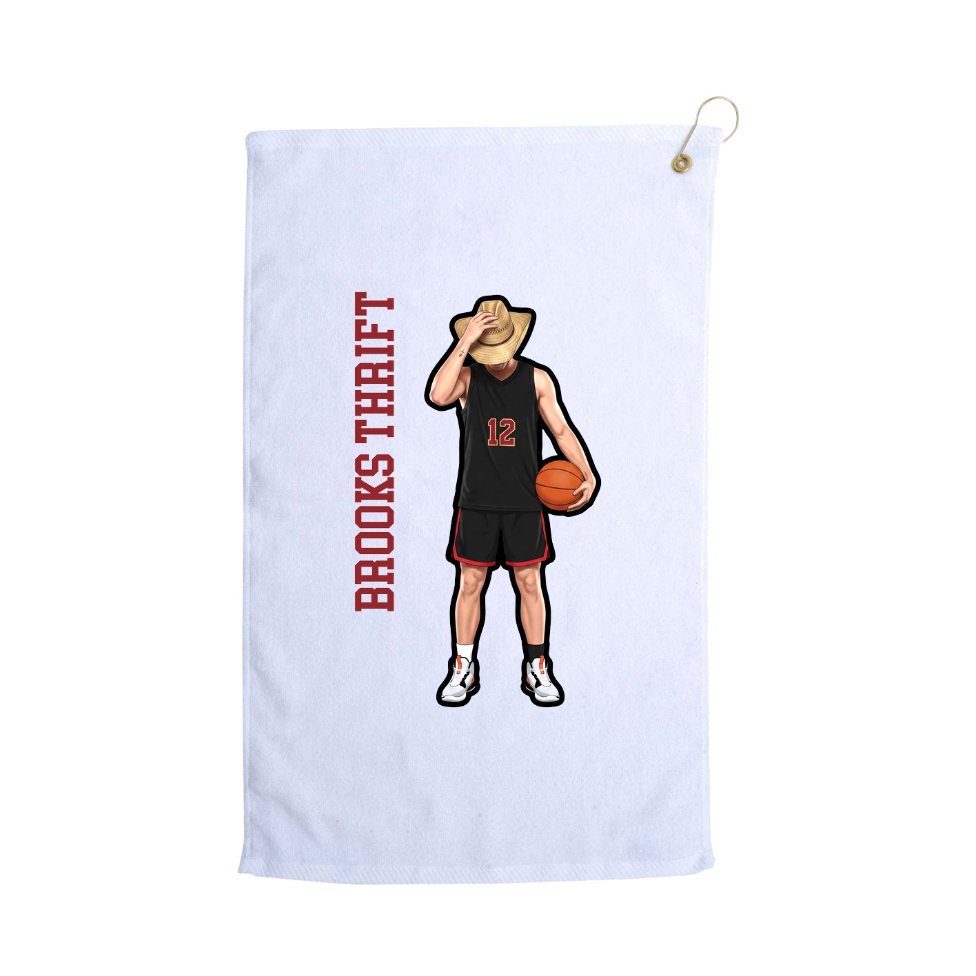 Golf Towel — Name Vertical in White