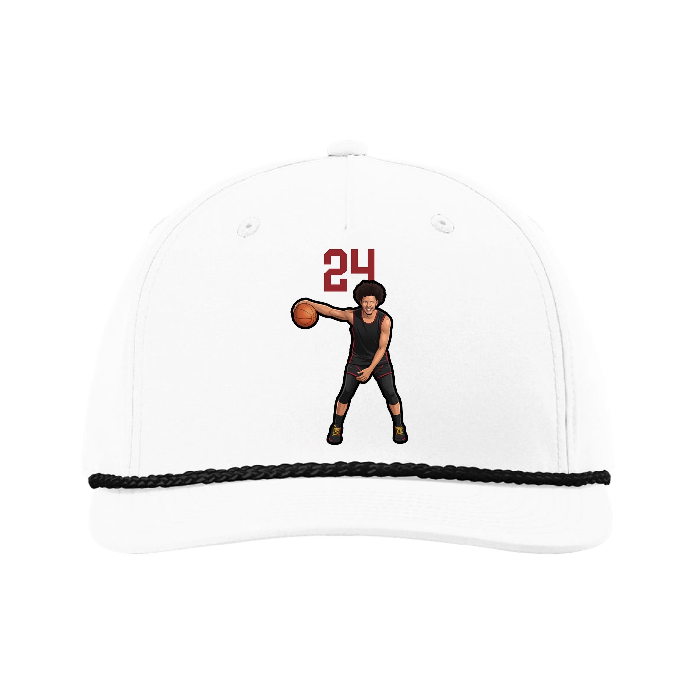 Five-Panel Classic Rope Cap — Number Top in White