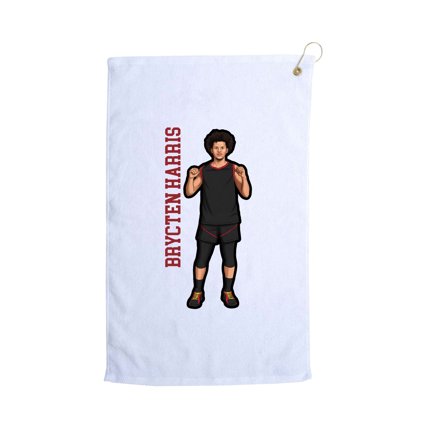Golf Towel — Name Vertical in White
