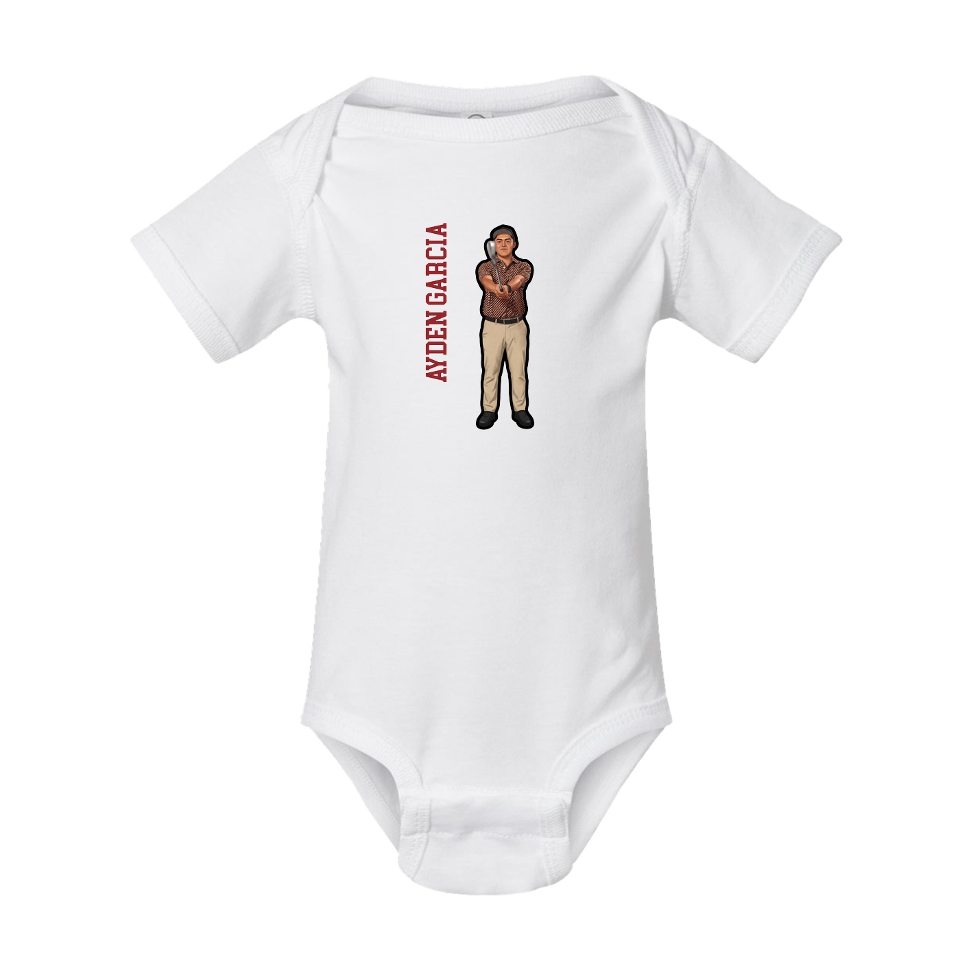 Baby Onesie — Name Vertical in White