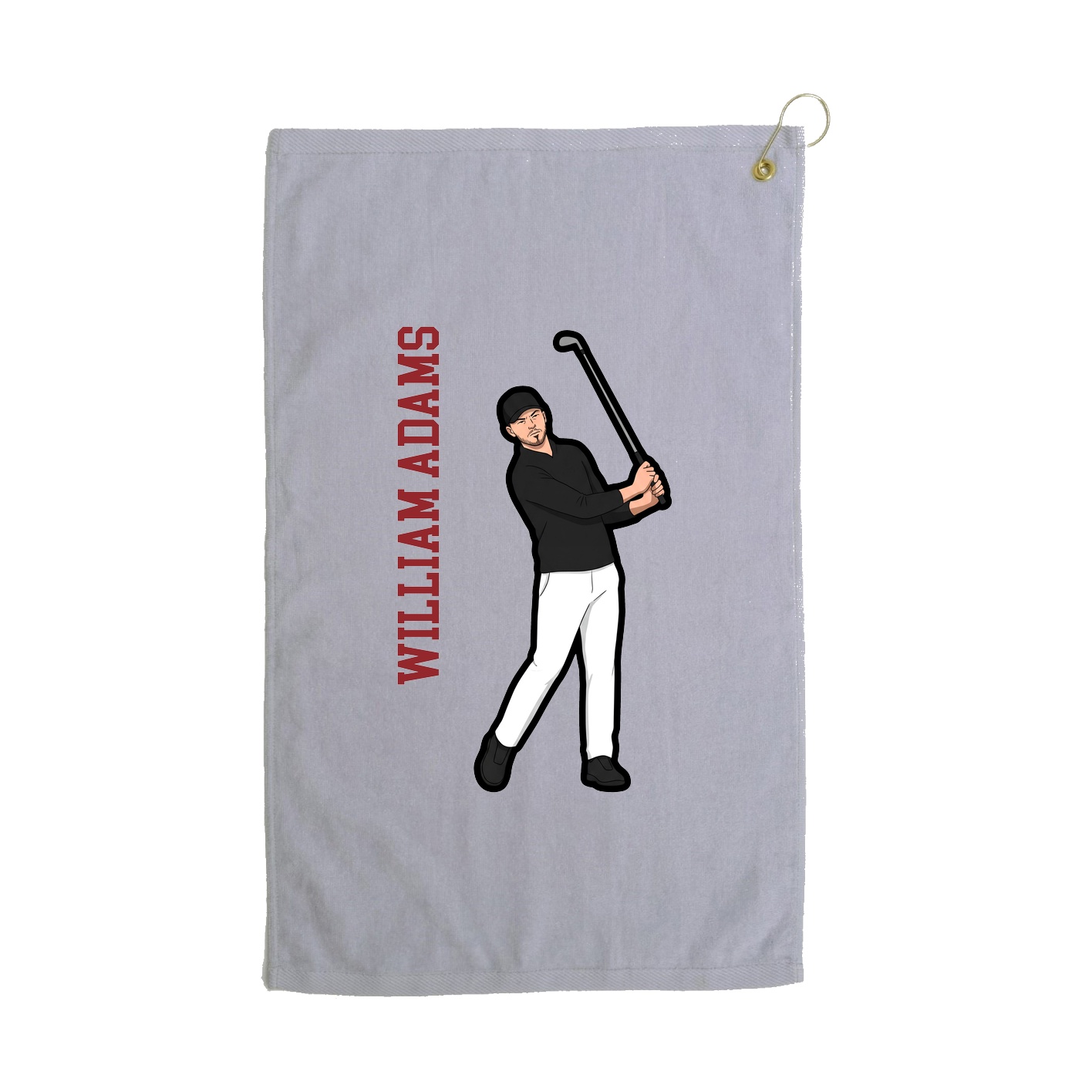 Golf Towel — Name Vertical in Grey