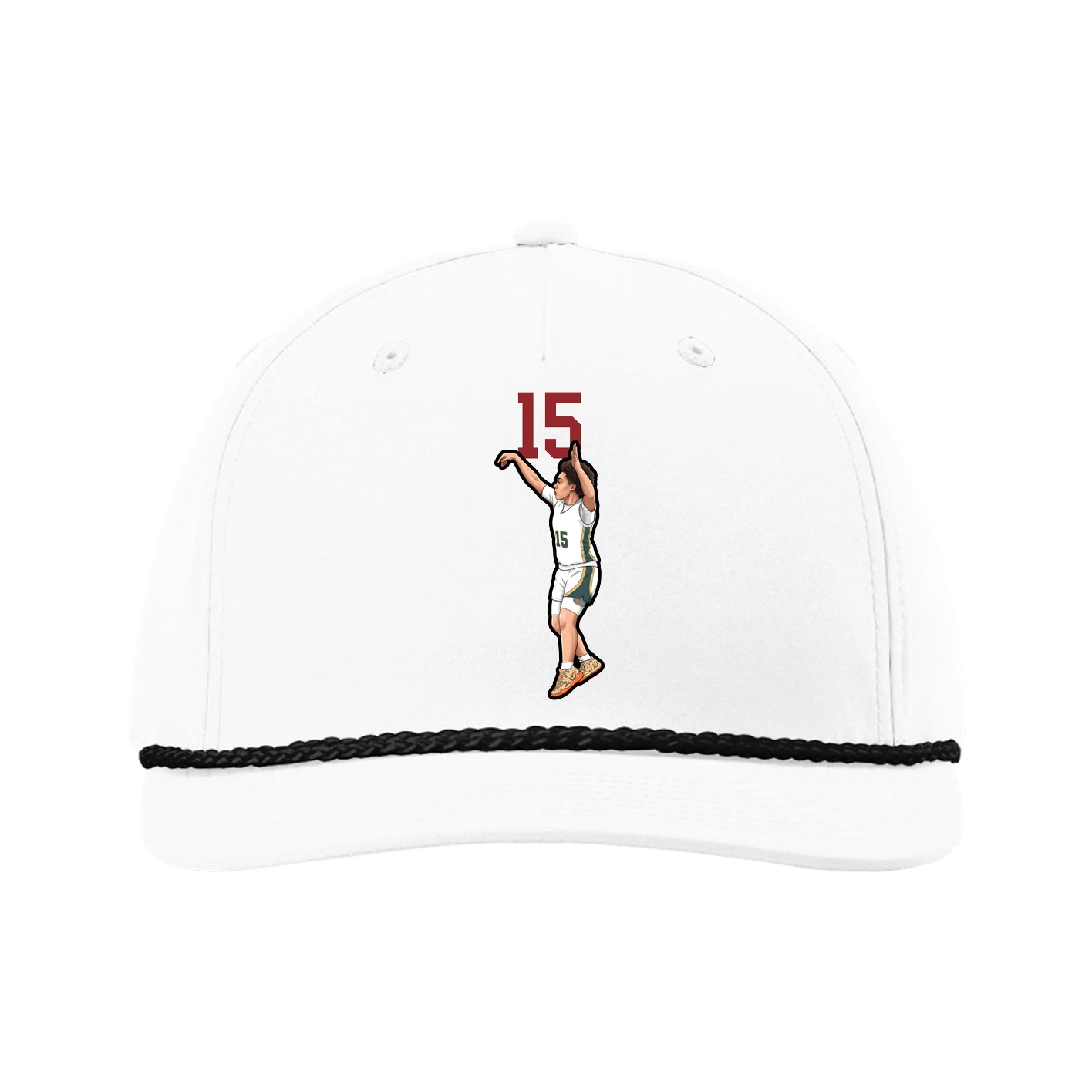 Five-Panel Classic Rope Cap — Number Top in White