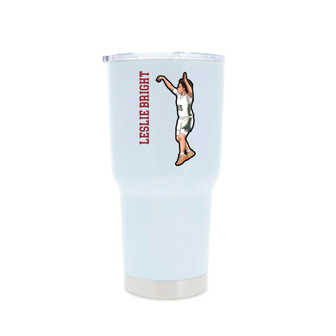 30oz Stainless Steel Tumbler — Name Vertical in White