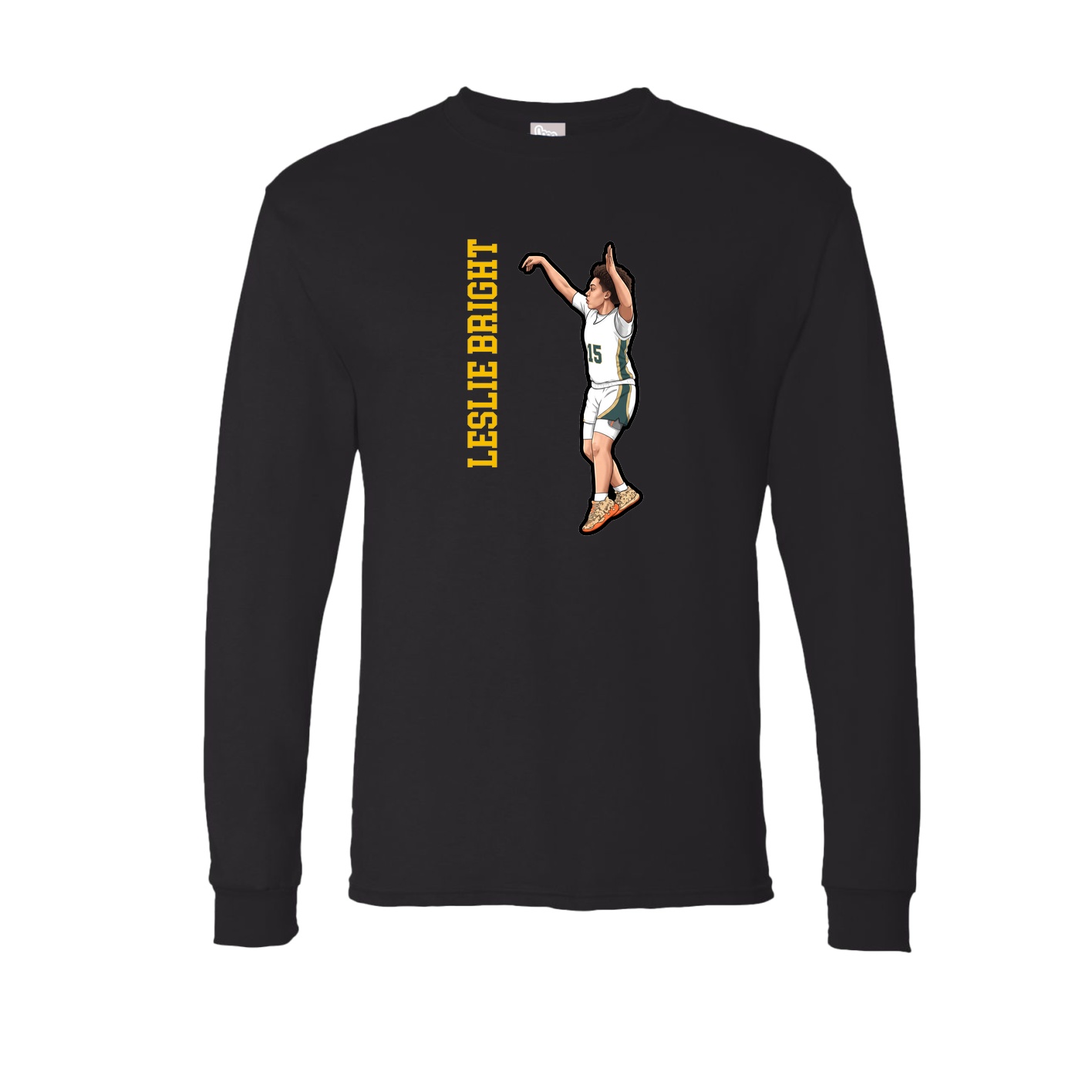 Long Sleeve Tee — Name Vertical in Black