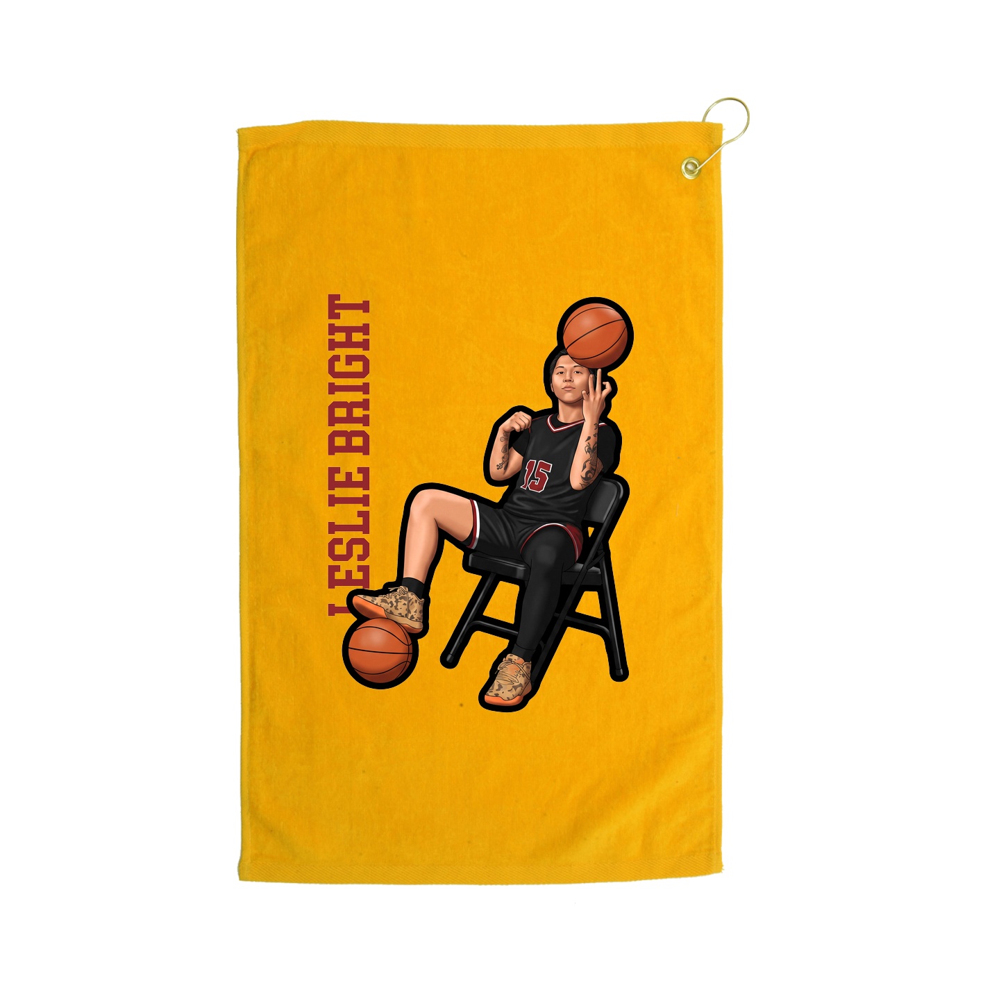 Golf Towel — Name Vertical in Gold