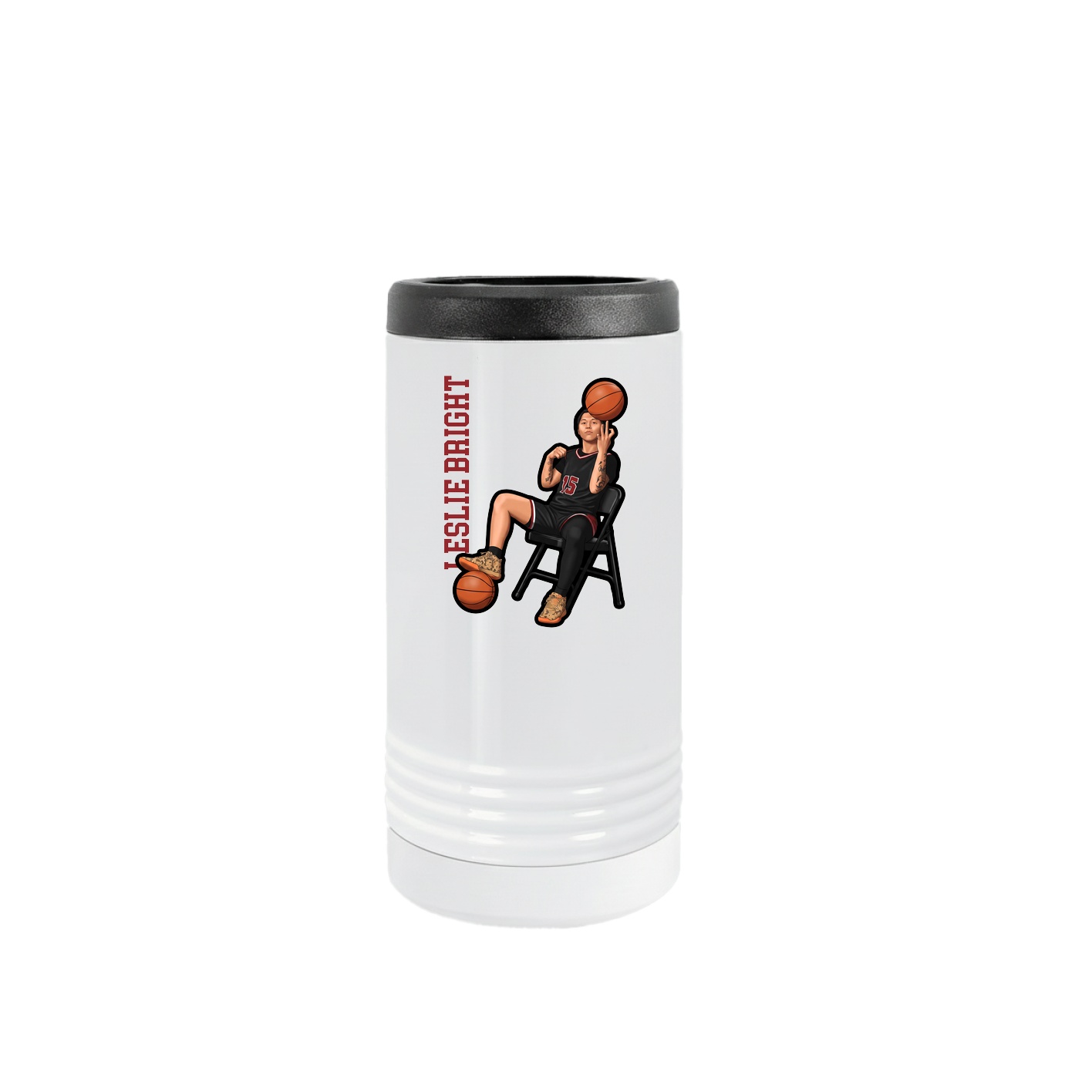 Slim Beverage Holder — Name Vertical in White