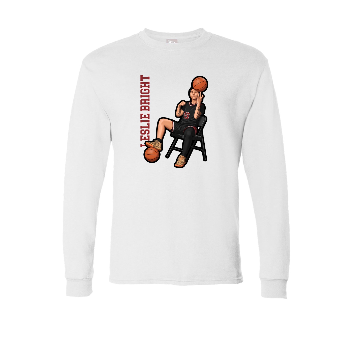 Long Sleeve Tee — Name Vertical in White