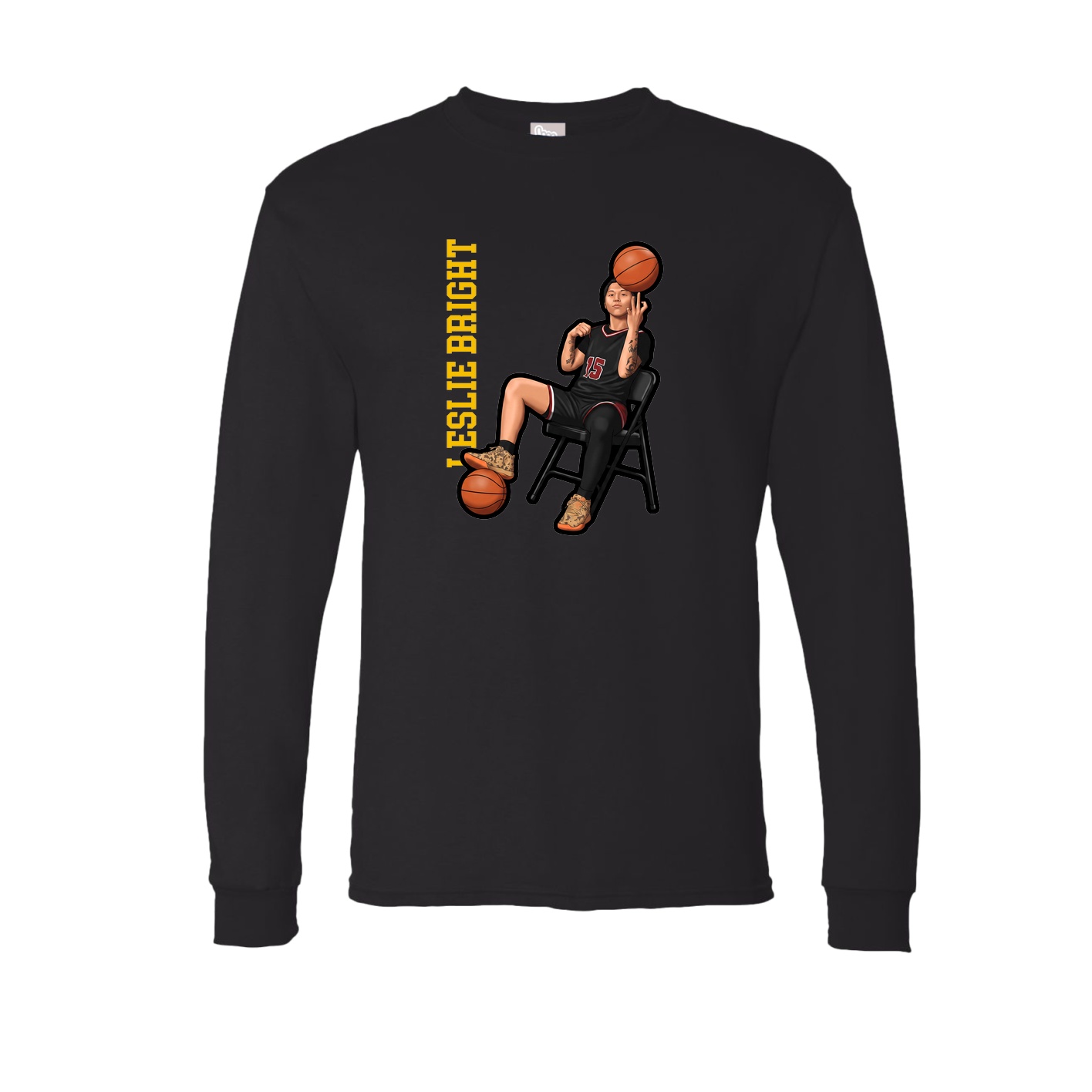 Long Sleeve Tee — Name Vertical in Black