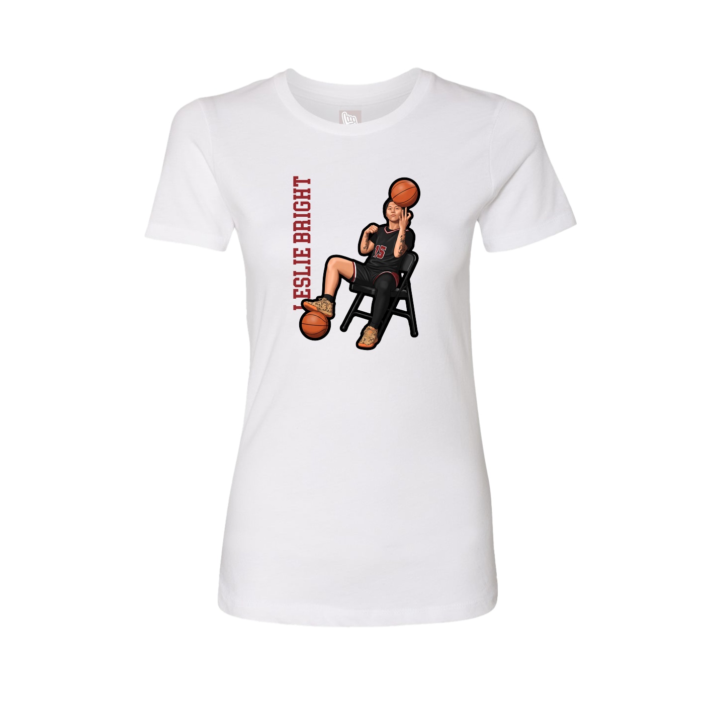 Womens Tee — Name Vertical in White