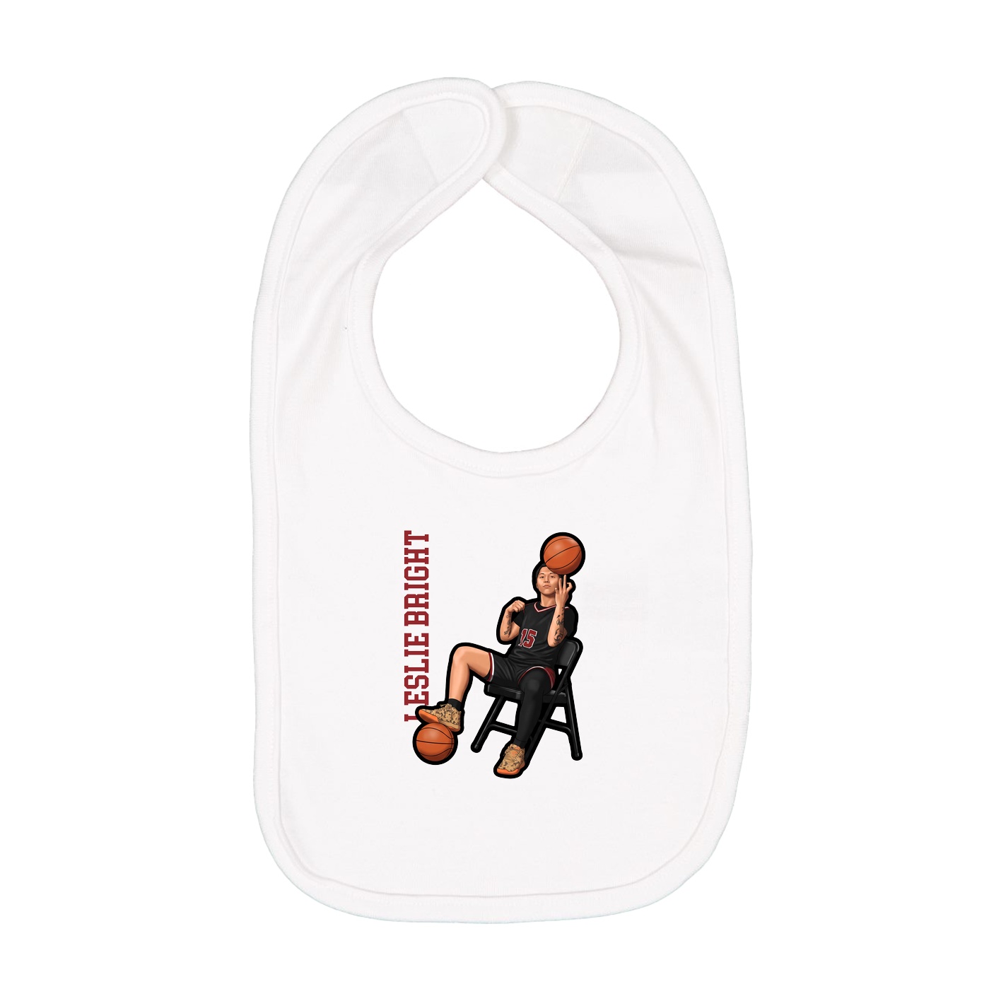 Infant Bib — Name Vertical in White