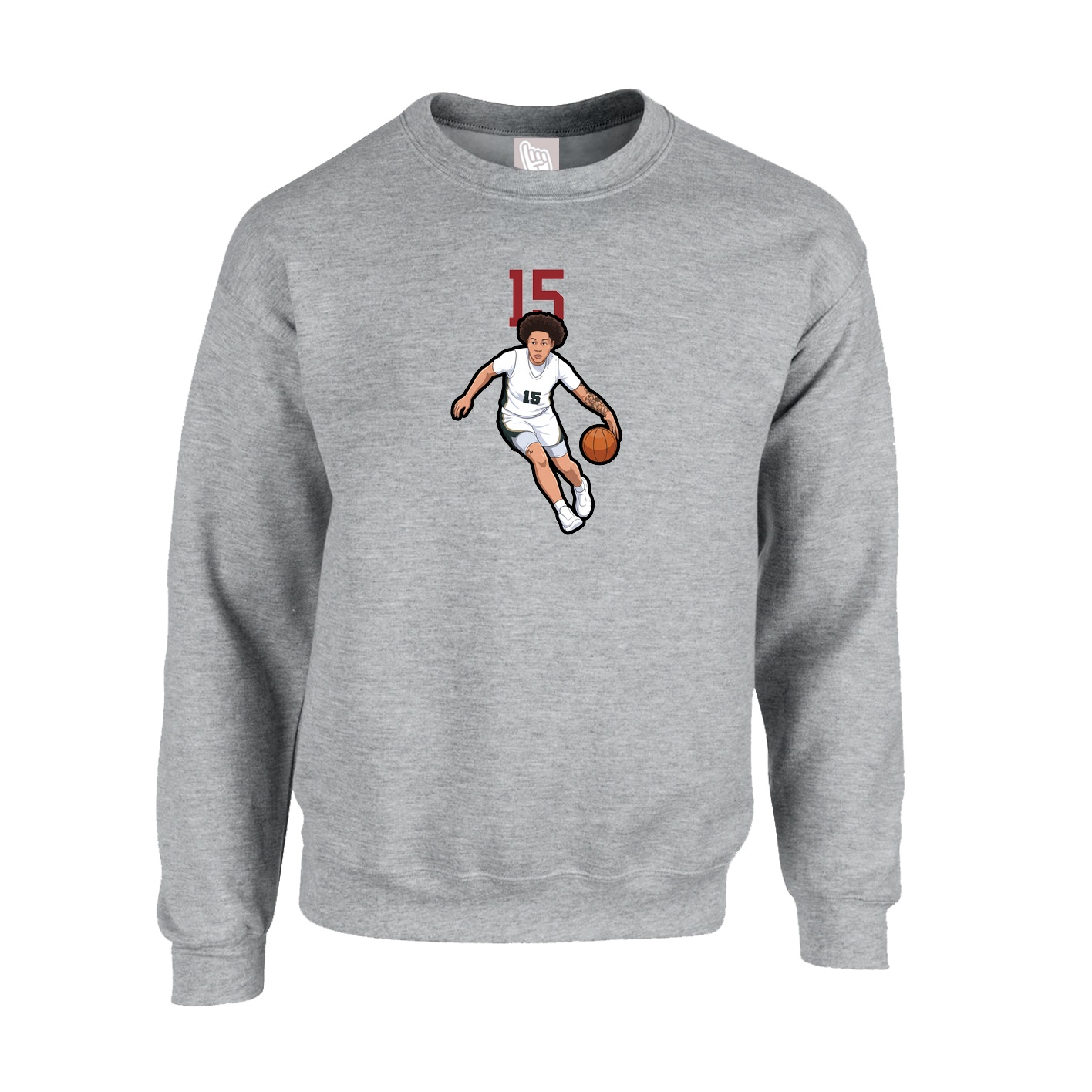 Fleece Crew — Number Top in Grey