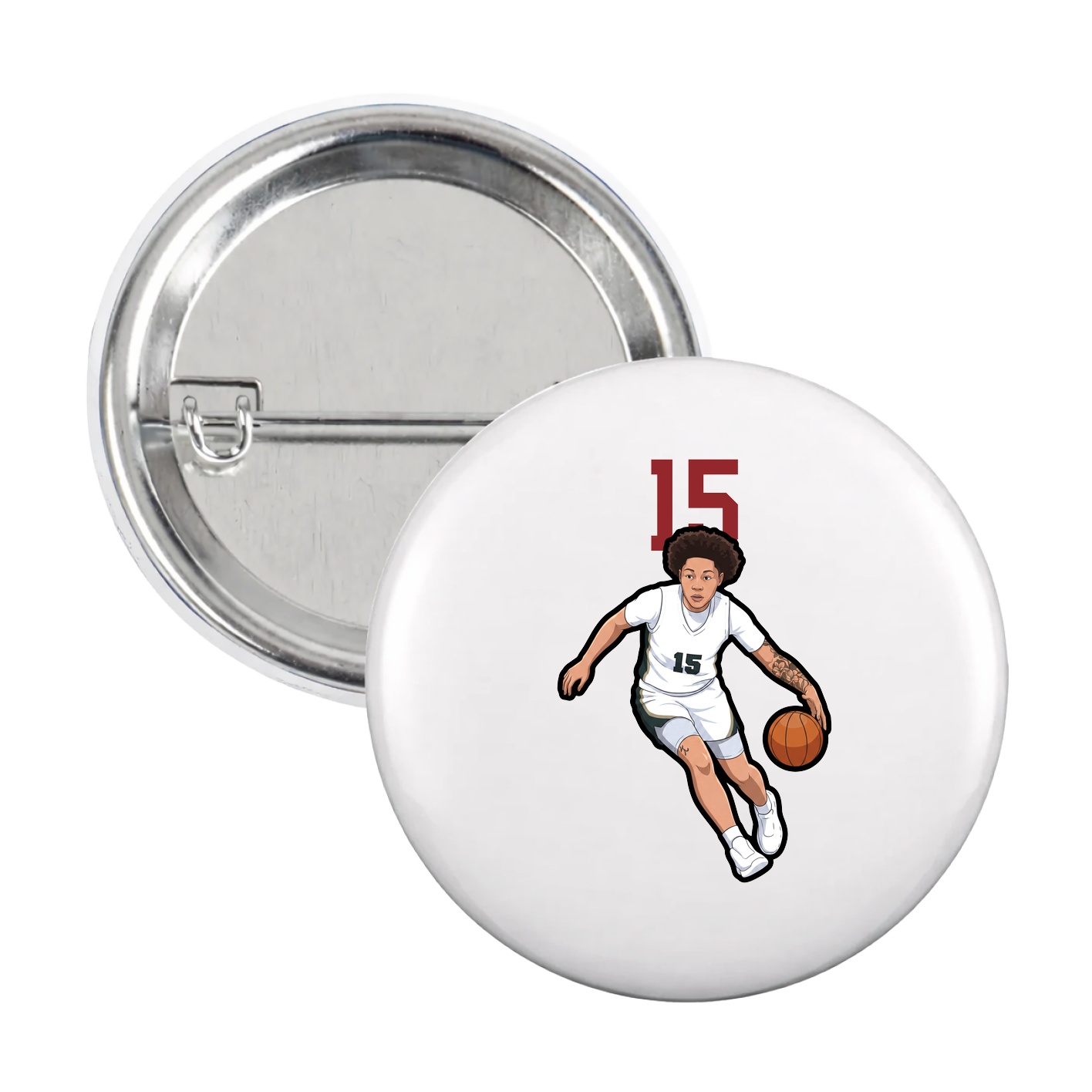 Game Day Button — Number Top in White