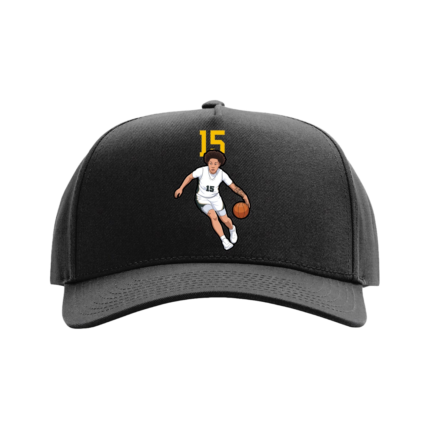 Full Fabric Five-Panel Champ Cap — Number Top in Black