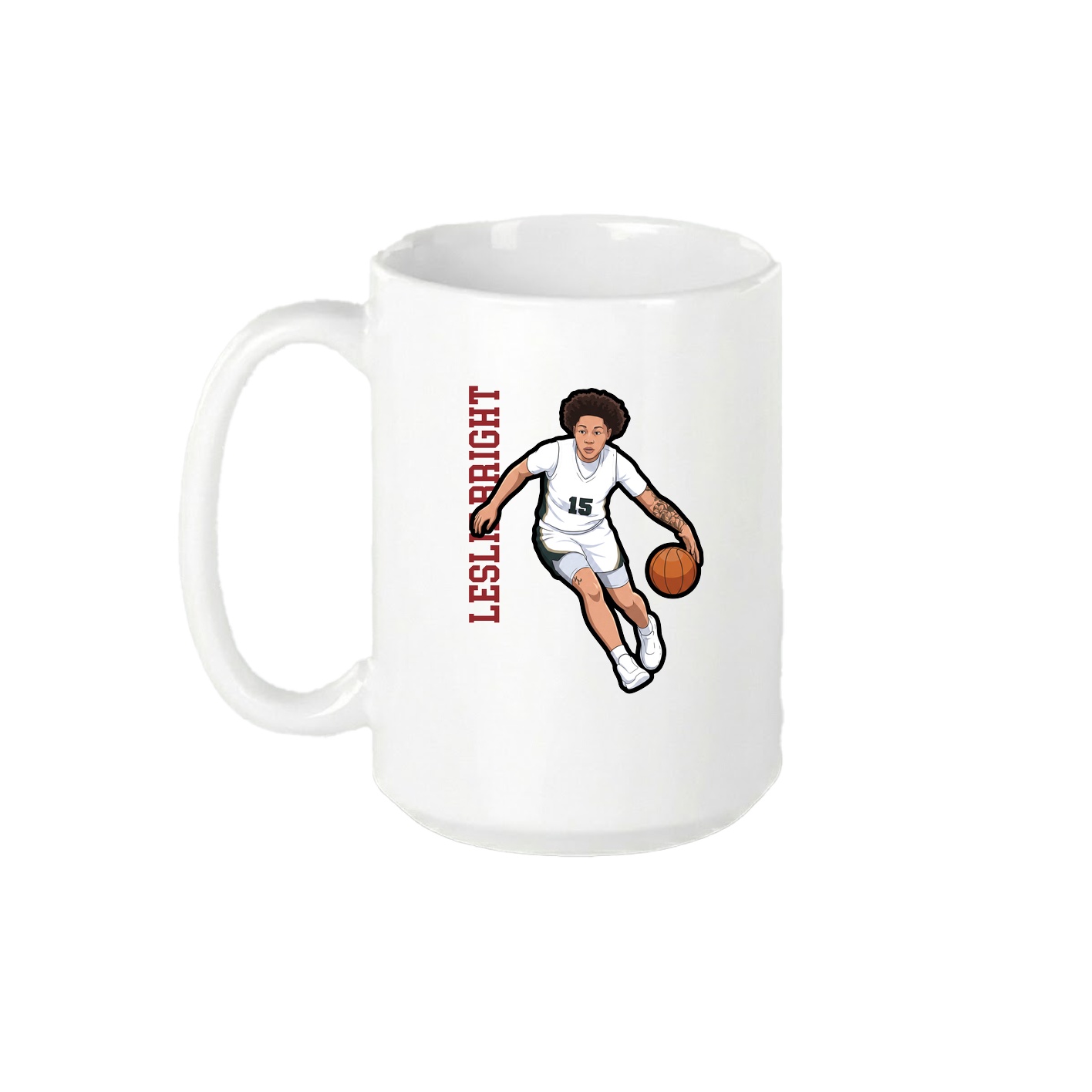 15oz Coffee Mug — Name Vertical in White