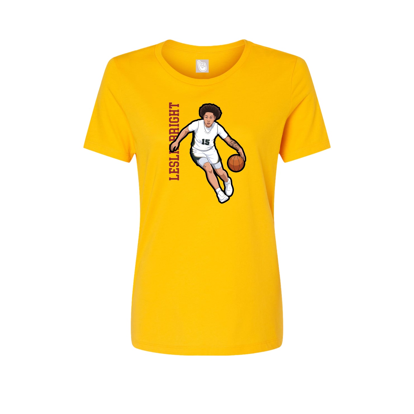 Womens Tee — Name Vertical in Gold