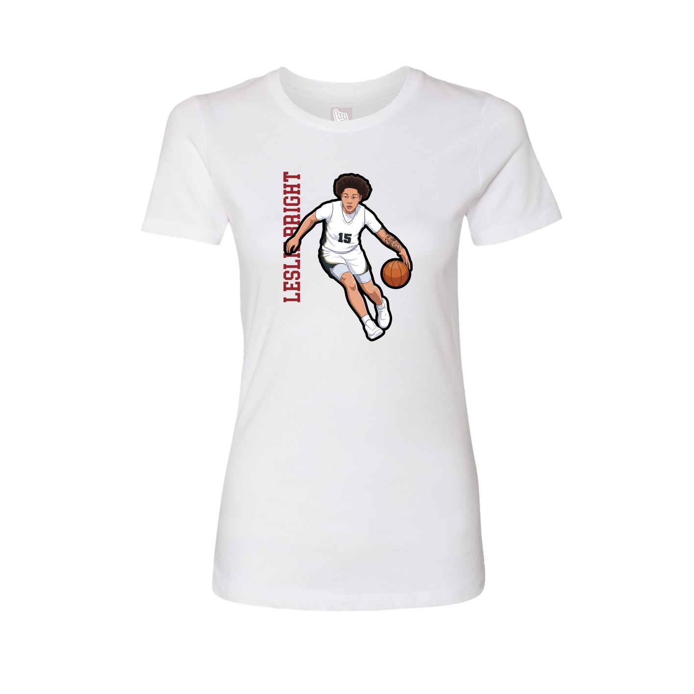 Fitted Women's Tee — Name Vertical in White