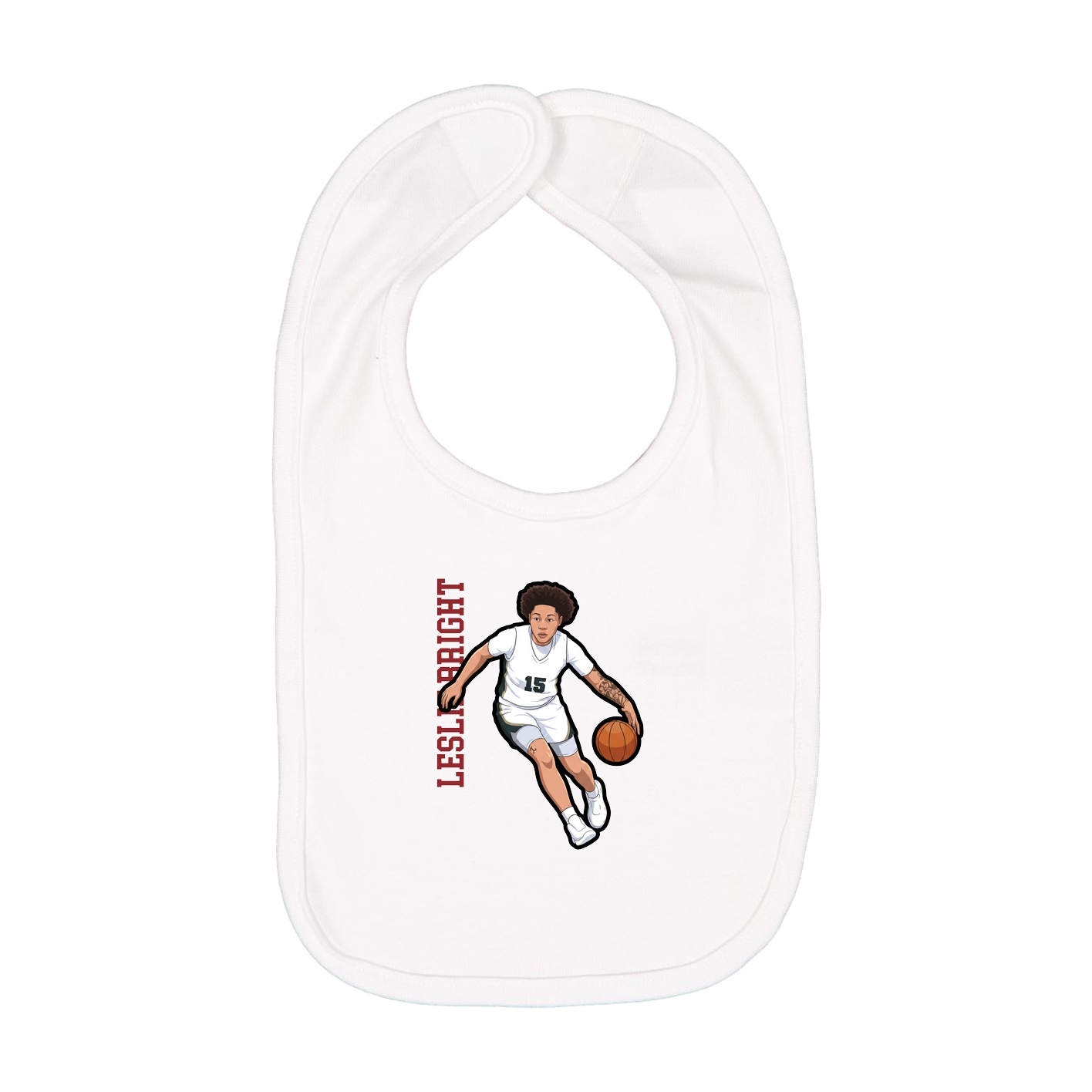 Infant Bib — Name Vertical in White
