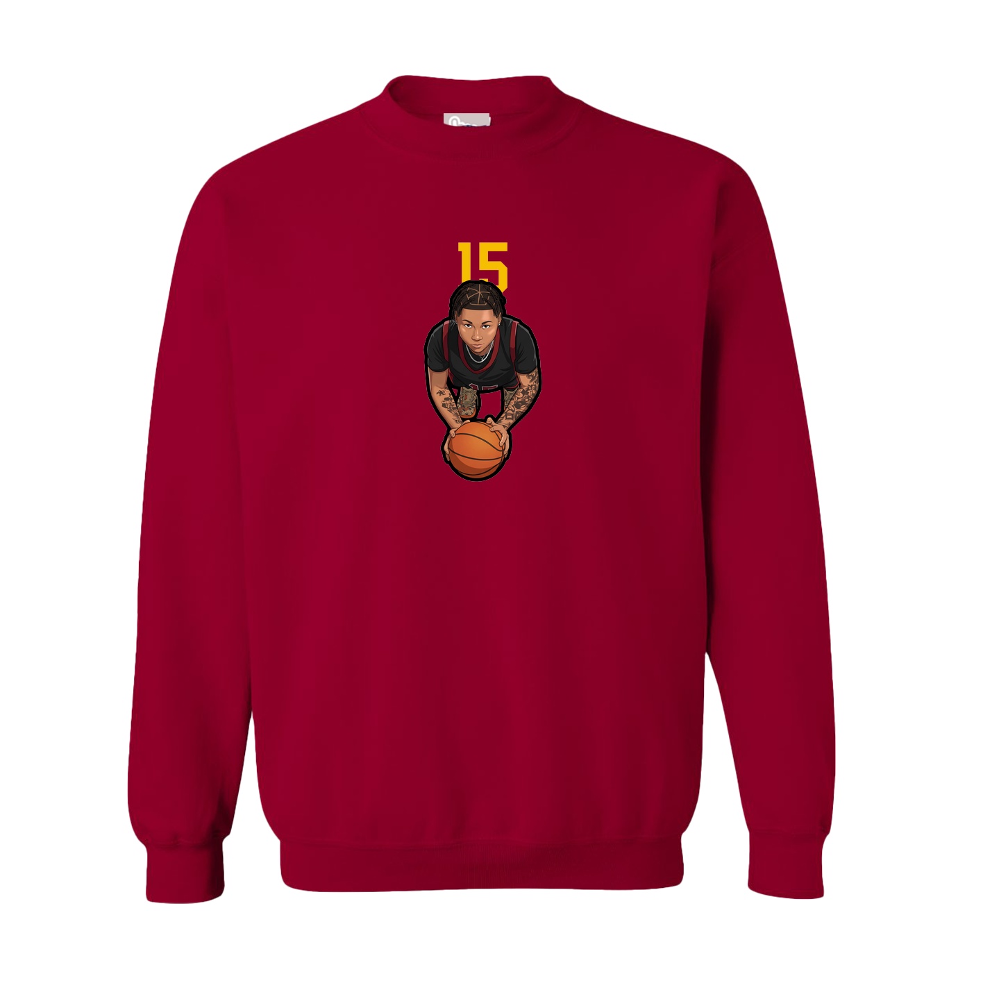 Fleece Crew — Number Top in Cardinal